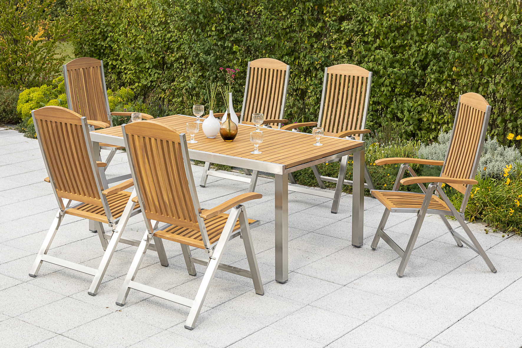 Keros Set 7tlg., Klappsessel & Ausziehtisch