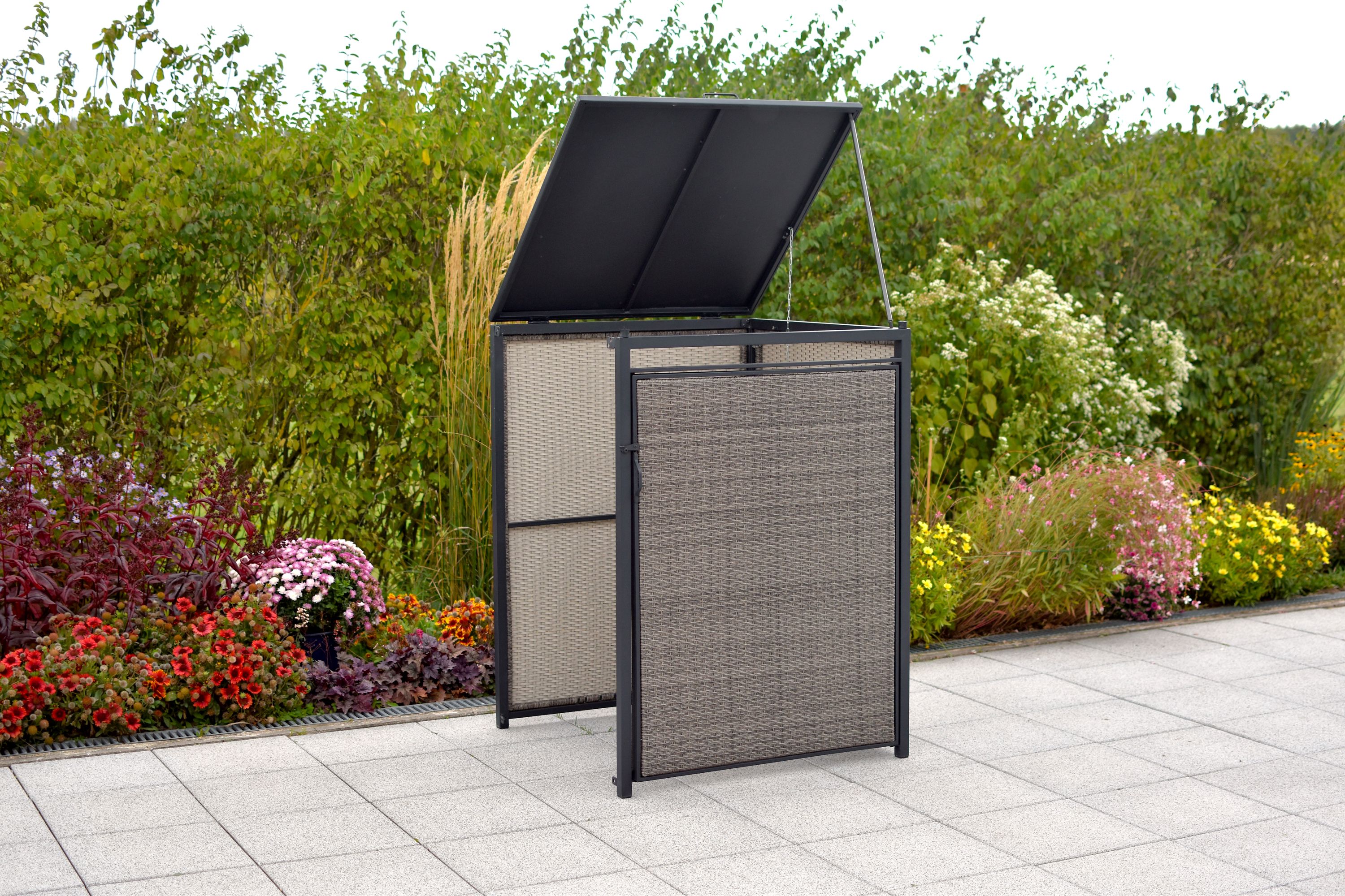 Mülltonnenabdeckung Erweiterung, 240 Litern, Aluminium/Kunststoffgeflecht