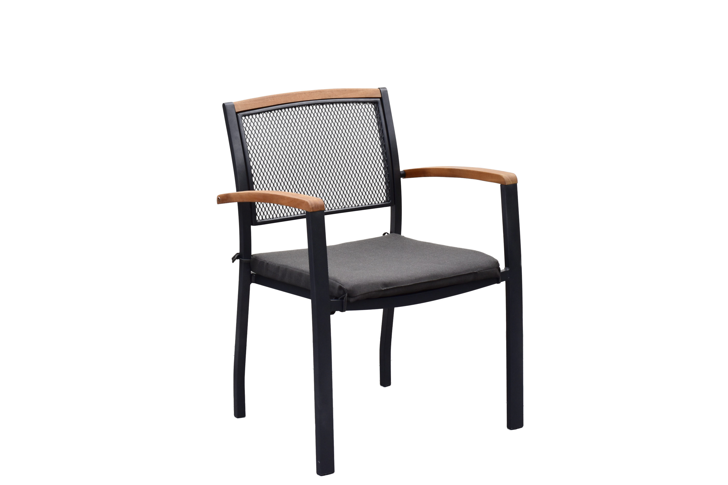 Tilos Gartenmöbel Set 13tlg., 6 Stapelsessel, 6 Auflagen, Tisch 150 x 90 cm