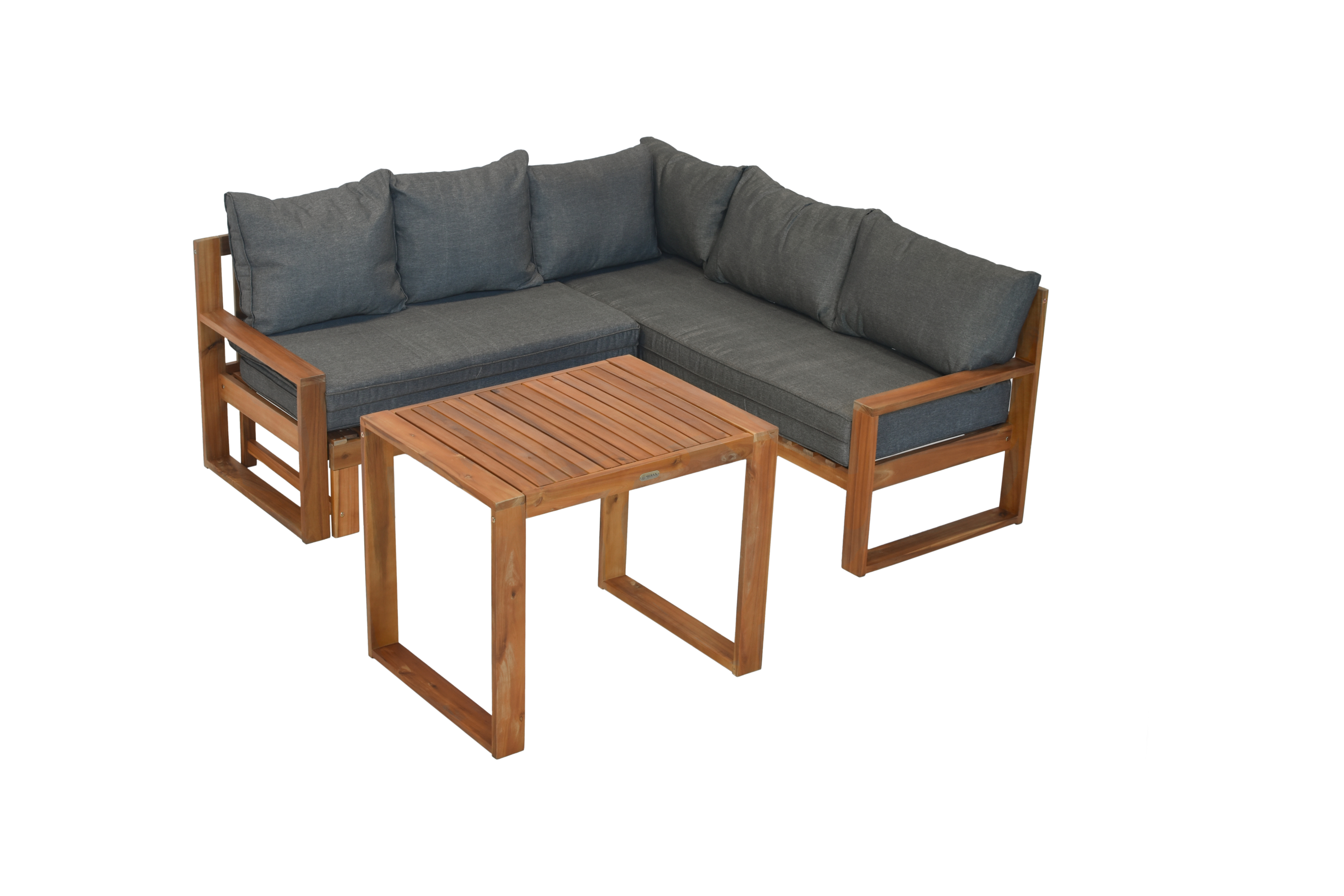 Merida Garteneckset, ausziehbare Sitzbank, inkl. Auflagen, Tisch 80 x 60 cm