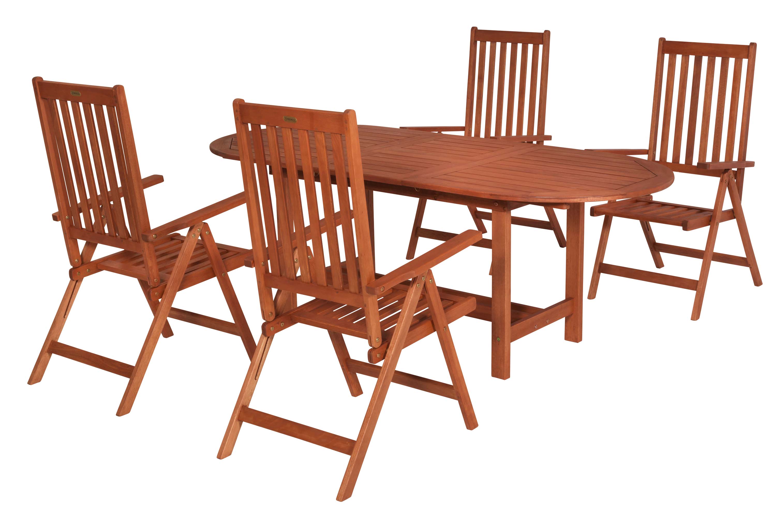 Vitoria Gartenmöbel Set 5tlg., 4 Klappsessel, Ausziehtisch 160 (210) x 90 cm