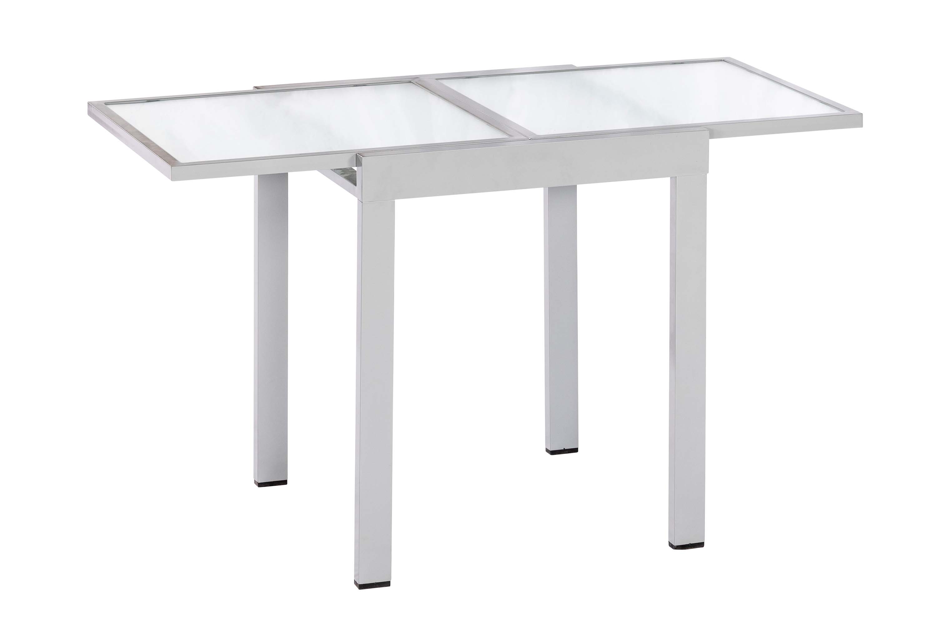 Amalfi Set 3tlg., 2 Klappsessel, Balkonausziehtisch 65 (130) x 65 cm matte Glasplatte, schwarz