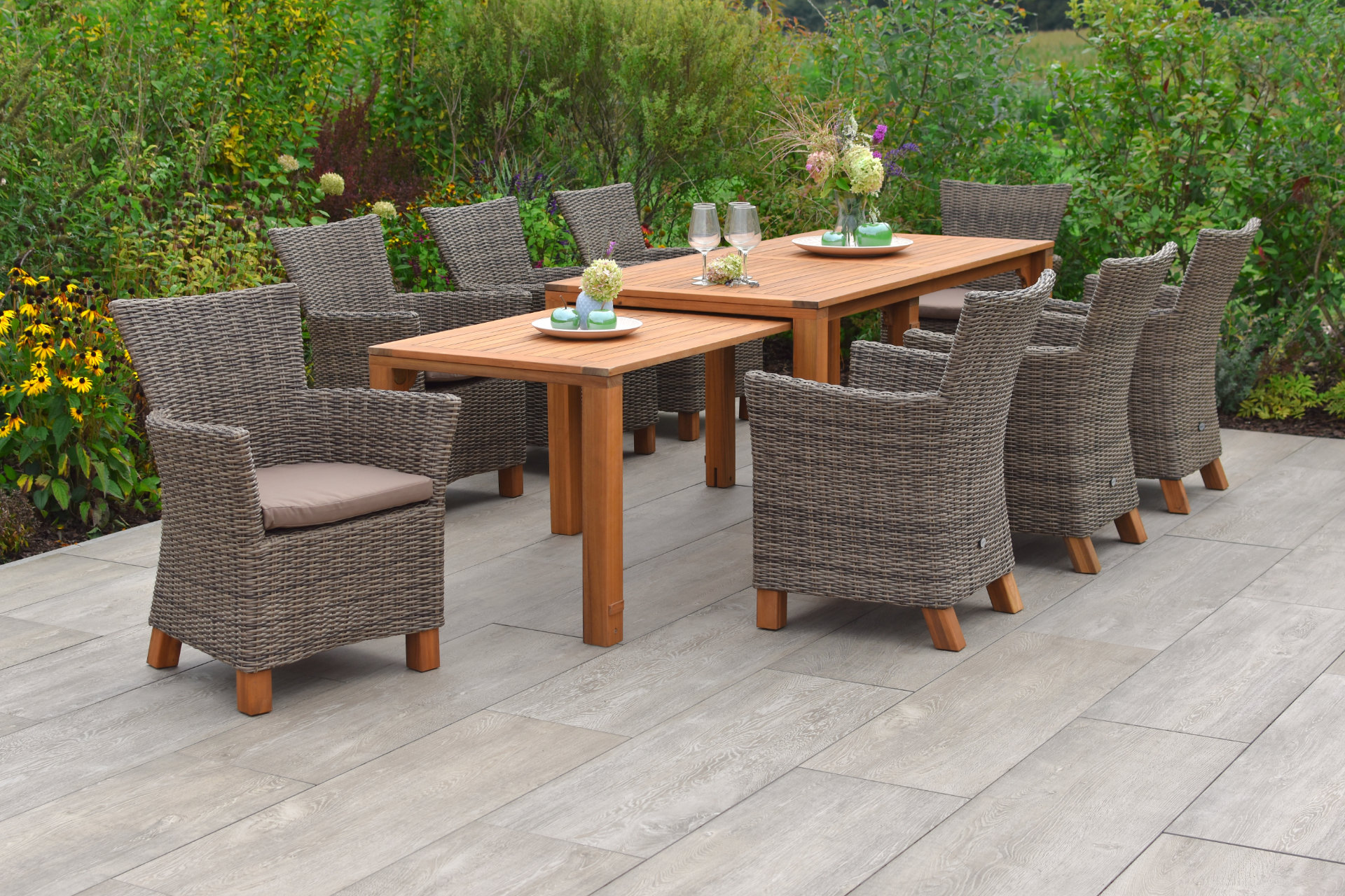 50588-211-1 Toskana Set 9tlg., Flex Ausziehtisch, natur