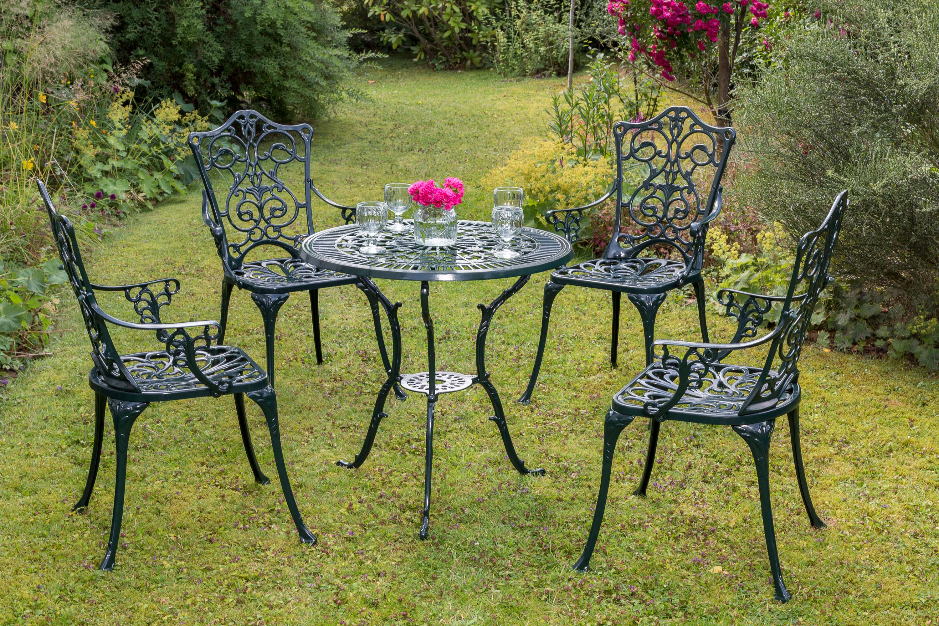 Lugano Gartenmöbel Set 5tlg., Aluminiumguss, grün