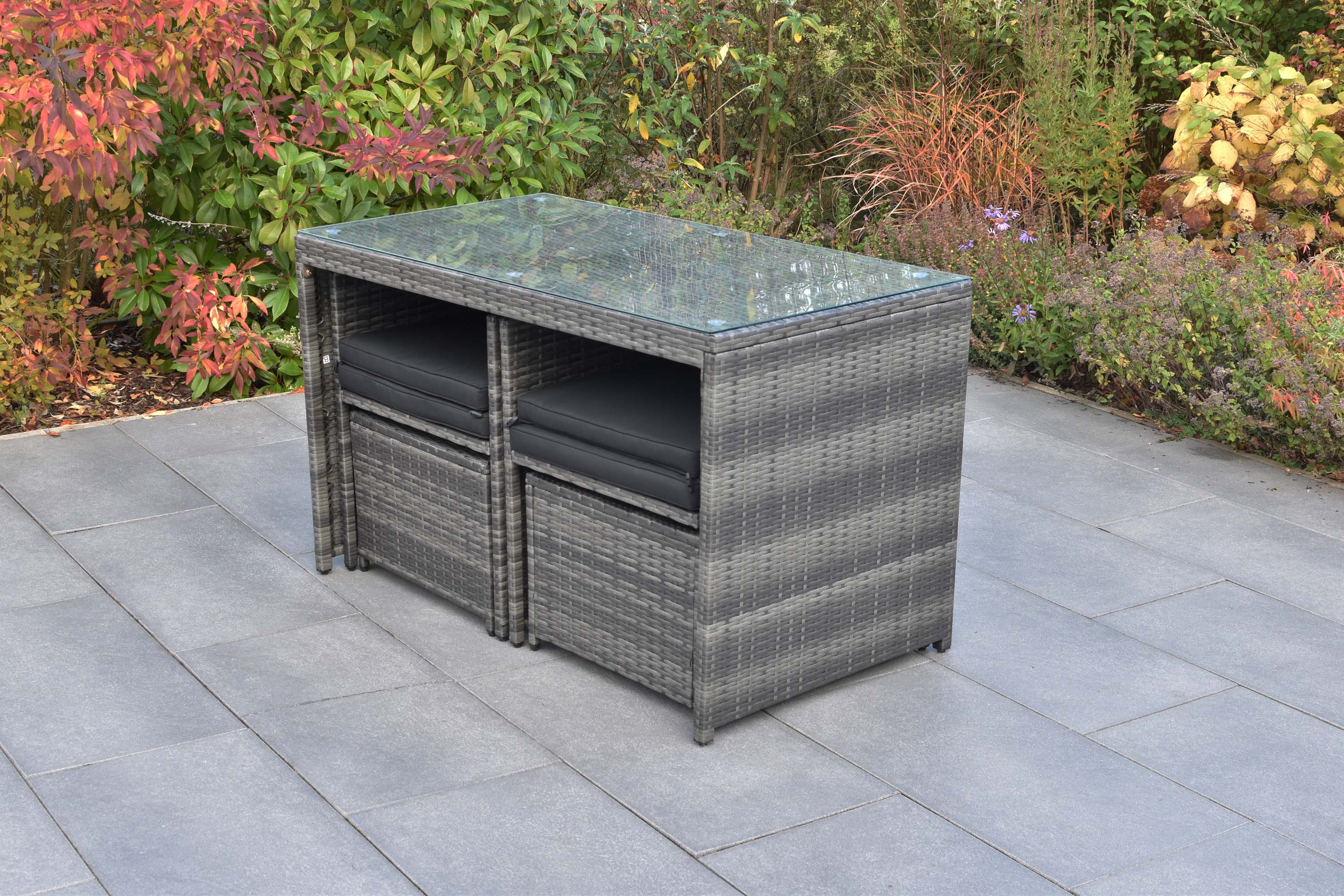 Merano Gartenmöbel Set 11tlg., 2 Sessel, 2 Hocker, 1 Tisch, Stahl/Kunststoffgeflecht