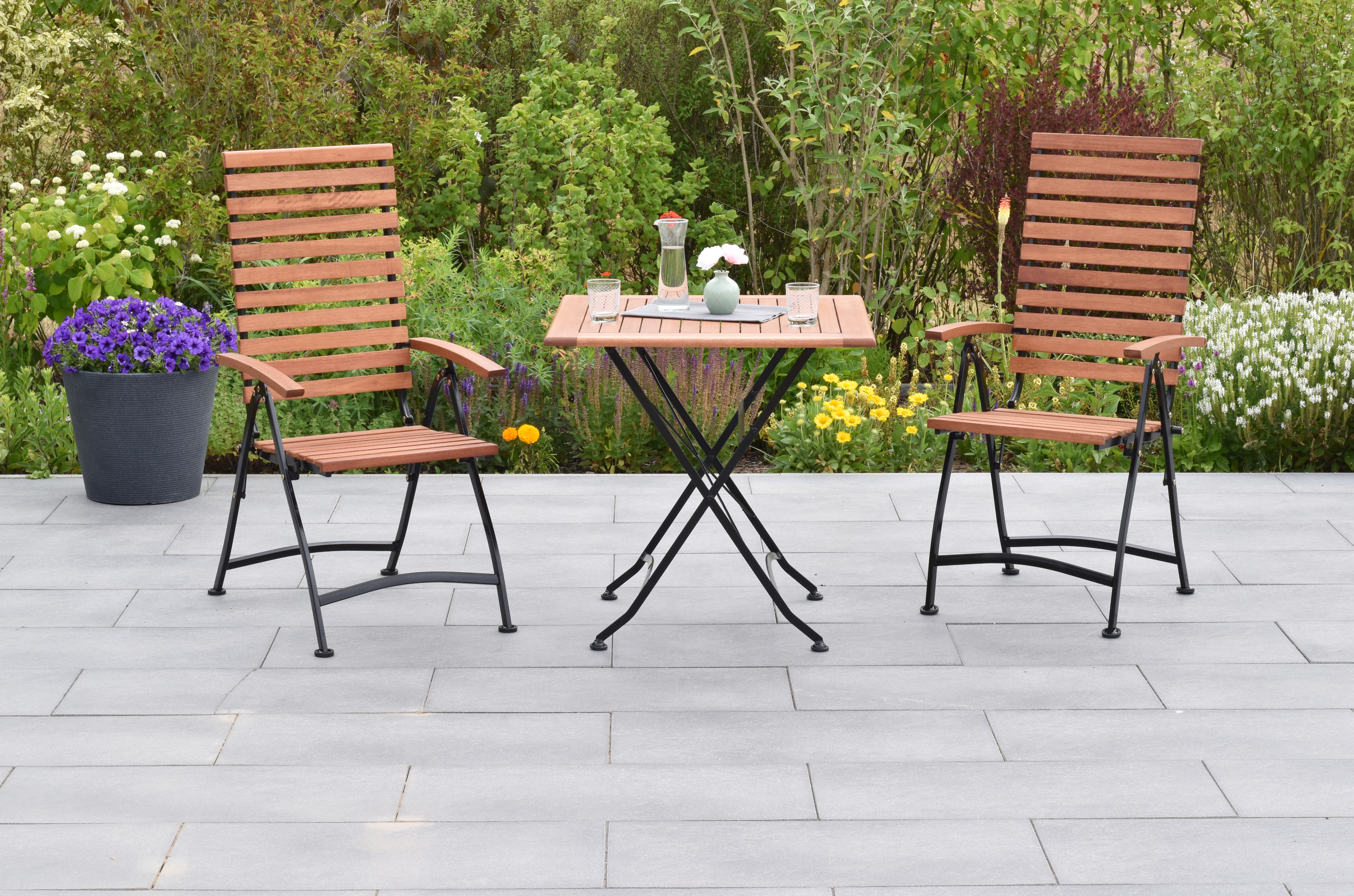 Schlossgarten Set 3tlg., Klappsessel & 75 x 75 cm