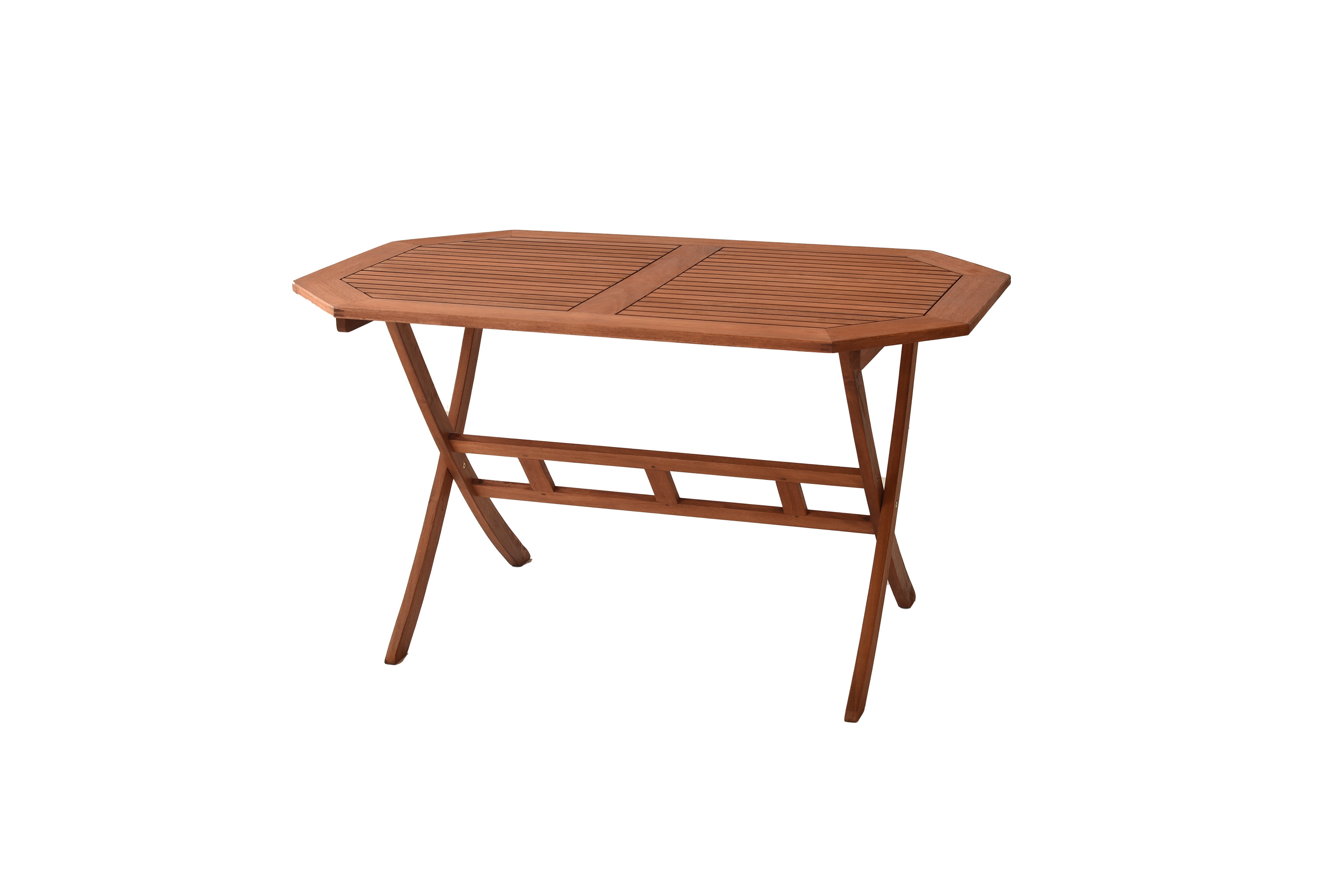 Borkum Gartenmöbel Set 13tlg., 6 Klappsessel, 6 Auflagen, Klapptisch 135 x 85 cm, Eukalyptus