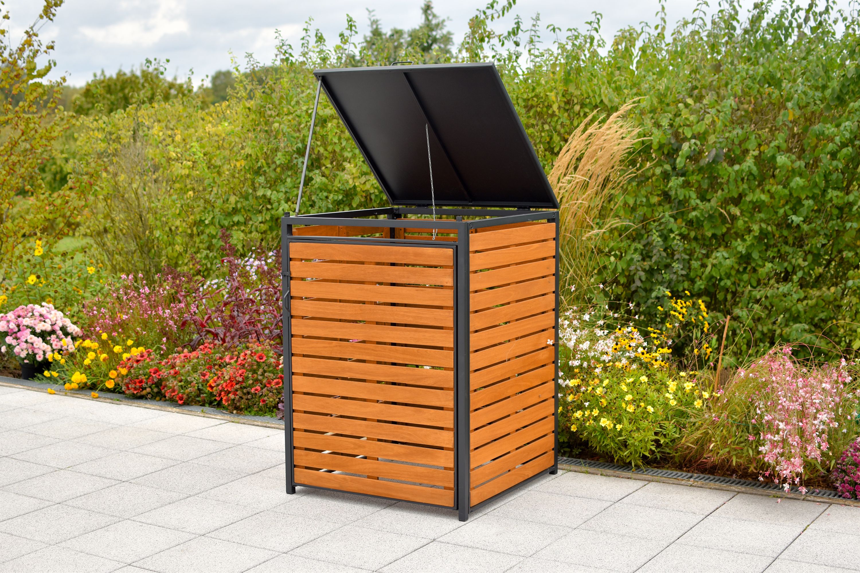 Mulltonnenabdeckung-Basis-gross-29133-011-MX-HD-530WA7H9TorD39 Mülltonnenabdeckung Basis, 80-120 Litern, Aluminium/Eukalyptus