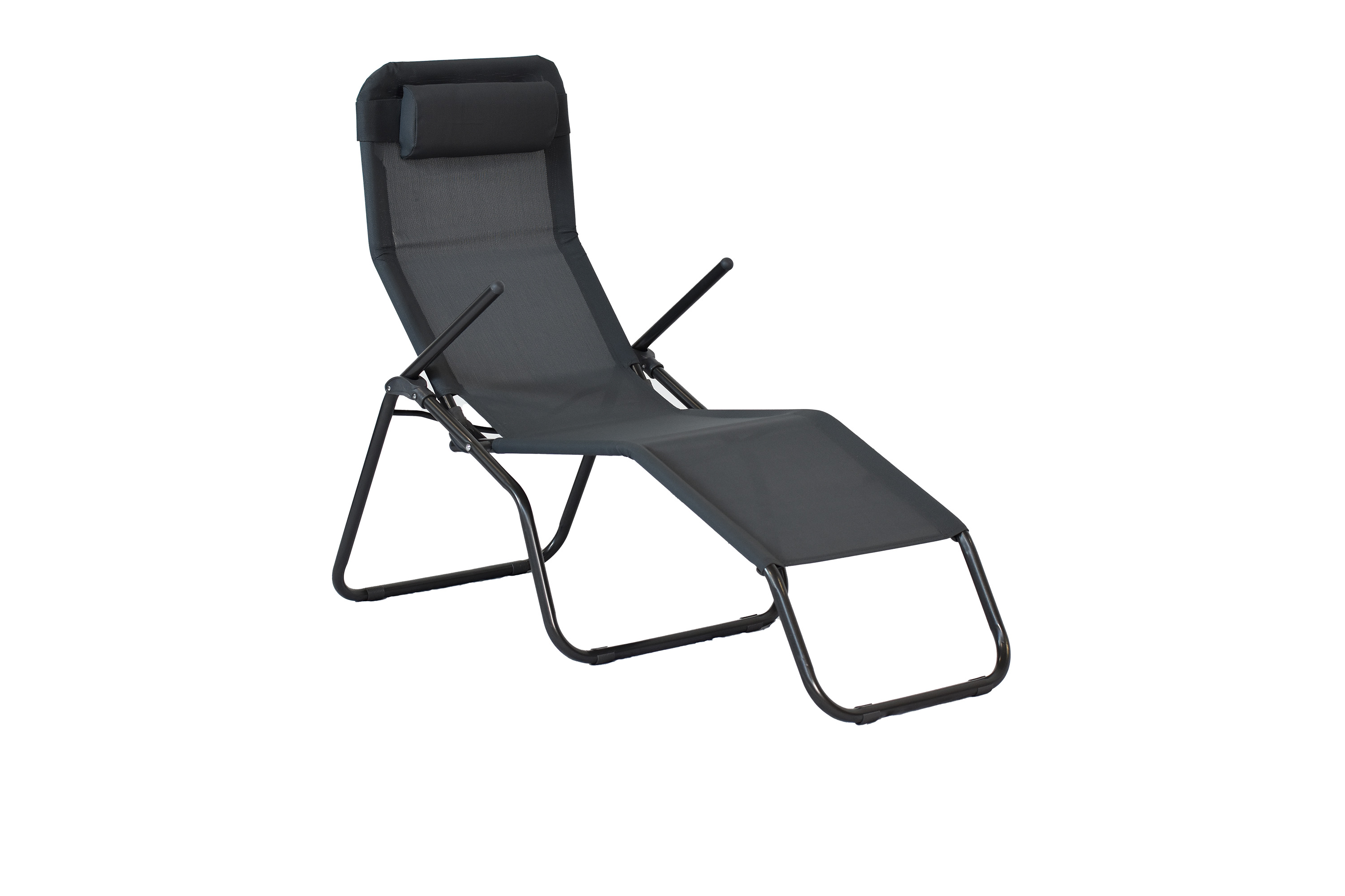 Wellnessliege XXL mit Kopfkissen, graphit/grau,Stahl/Textil Wellnessliege XXL mit Kopfkissen, graphit/grau,Stahl/Textil