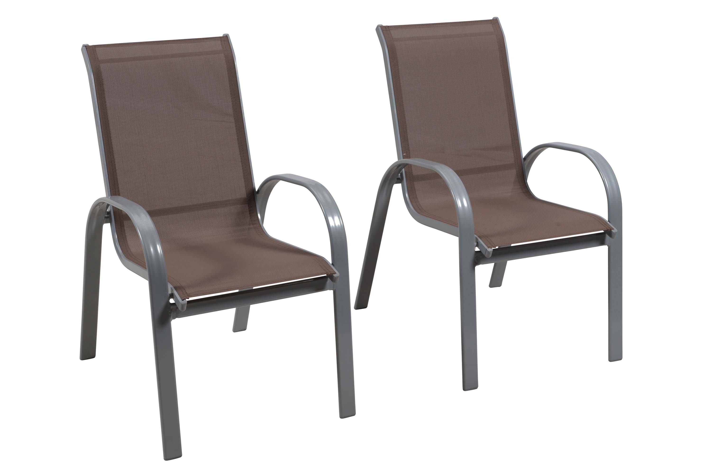 Gartensessel Amalfi, 2er Set, stapelbar, taupe