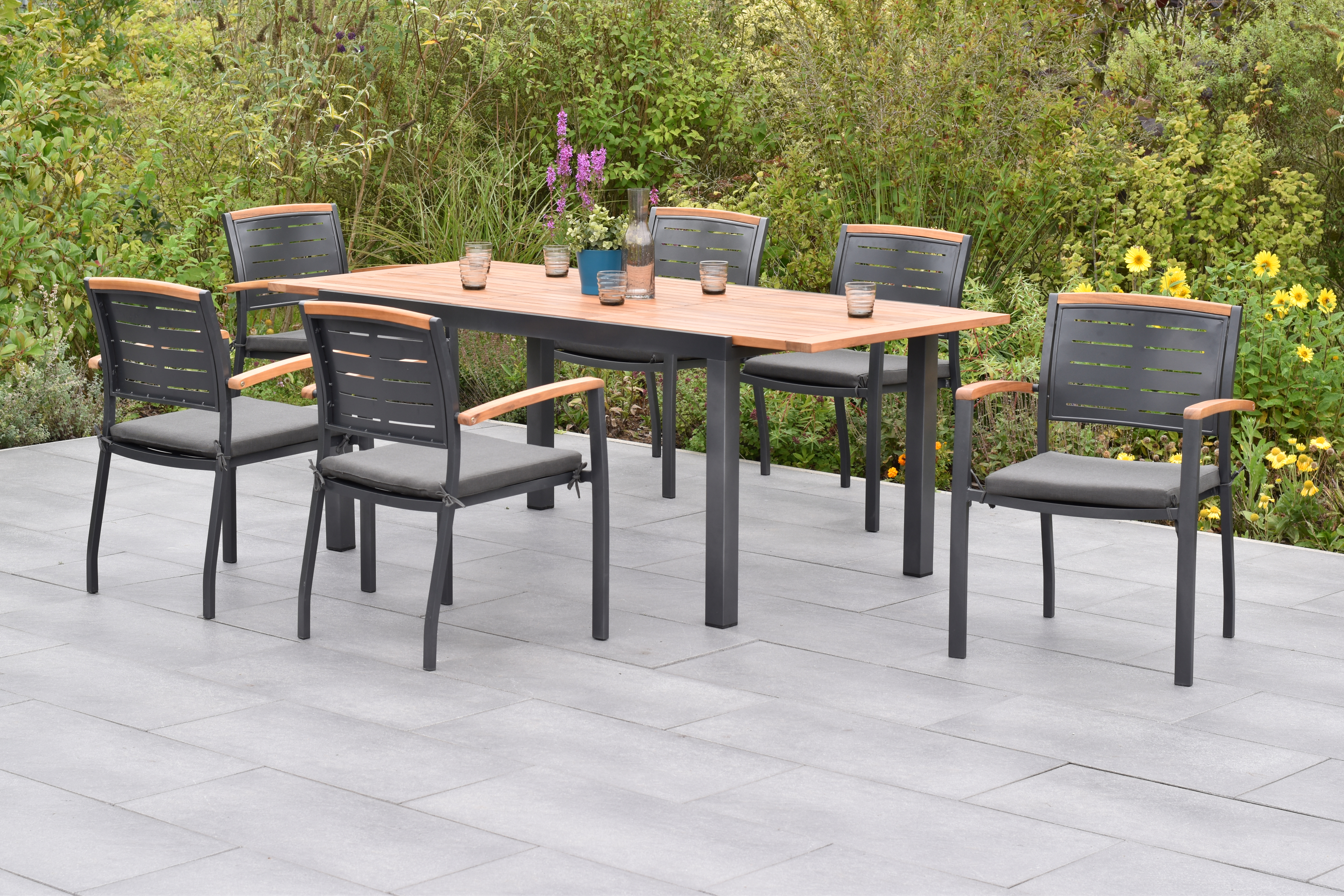 50814-800-1 Tinos Set 13tlg., Stapelsessel & Ausziehtisch