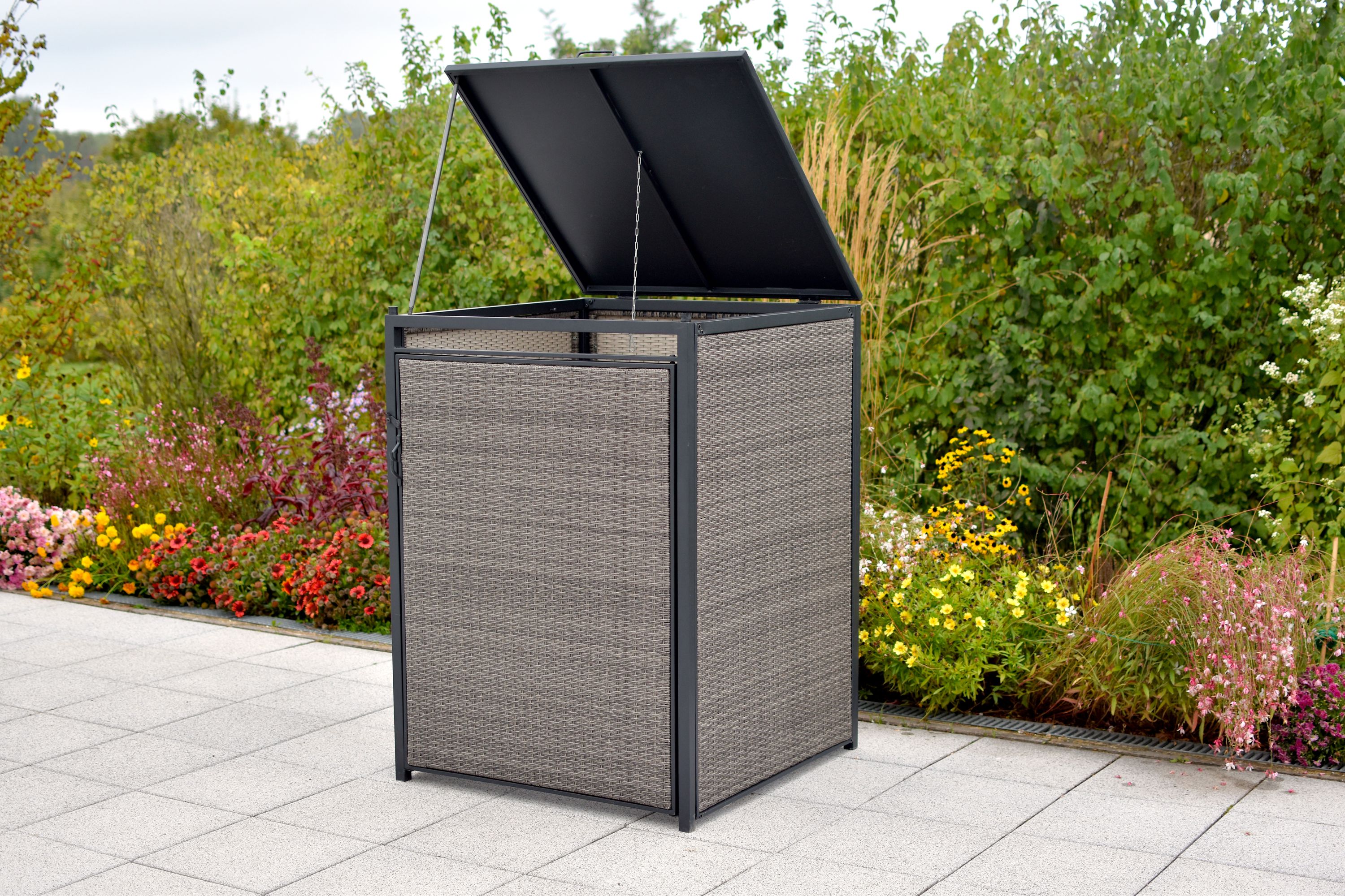 Mulltonnenabdeckung-Basis-gross-29139-209-MX-HD-3 Mülltonnenabdeckung Basis, 80-120 Litern, Aluminium/Kunststoffgeflecht