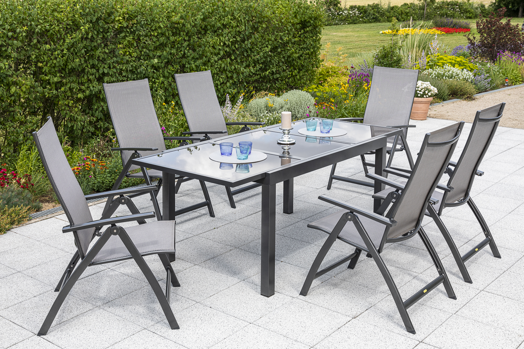 Vicenza Gartenmöbel Set 7tlg., Ausziehtisch