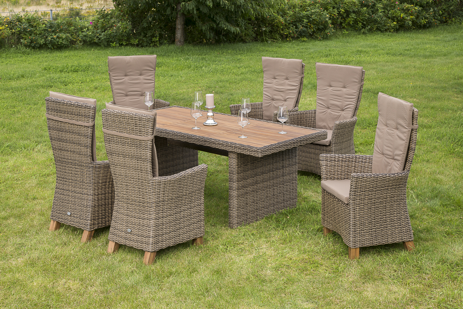 Toskana Gartenmöbel Set 7tlg., Hochlehner, natur