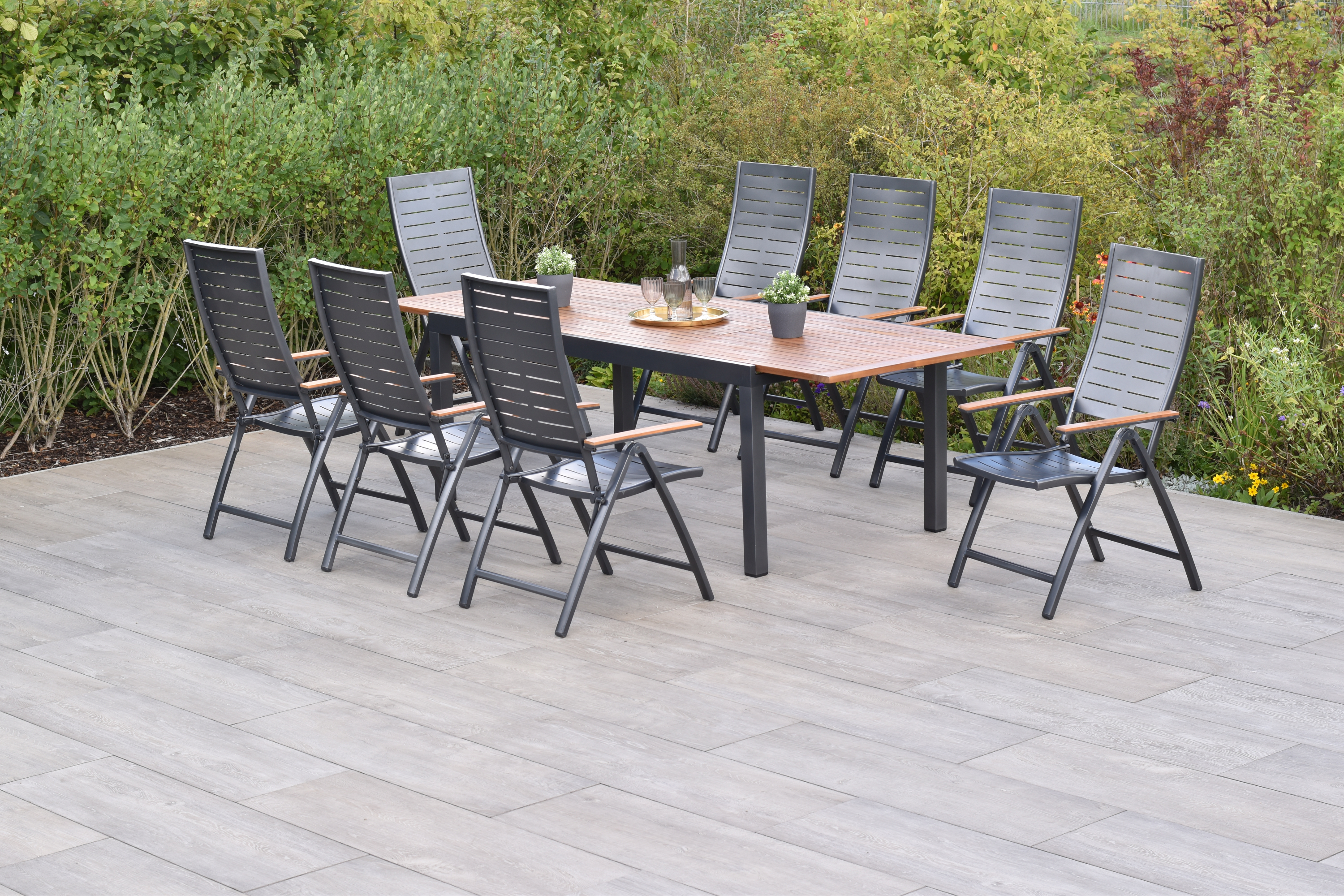 50807-217-1 Tinos Set 9tlg., Klappsessel & 180 (250) x 100 cm