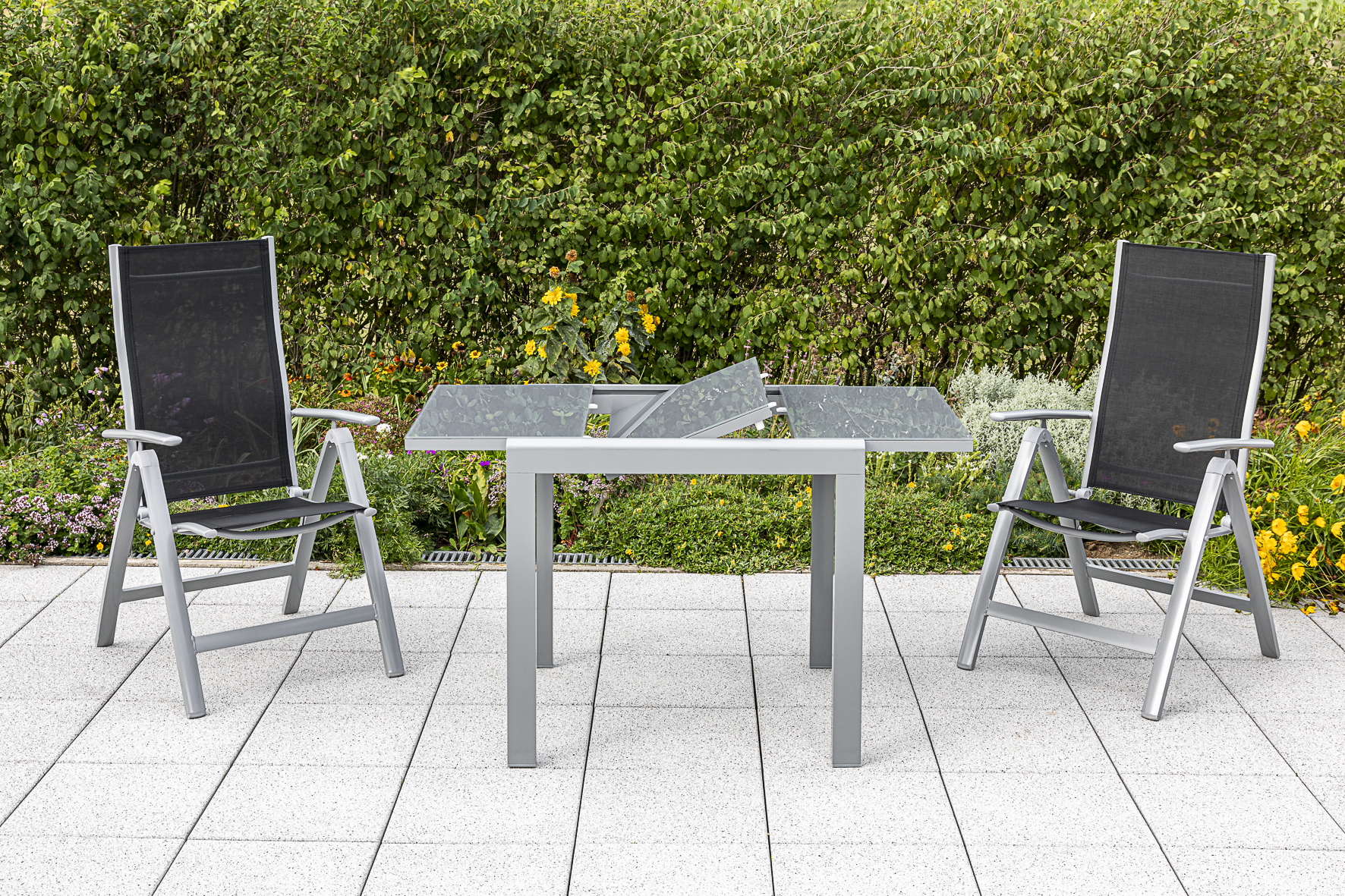 50312-219-3 Carrara Set 3tlg., Balkonausziehtisch, schwarz