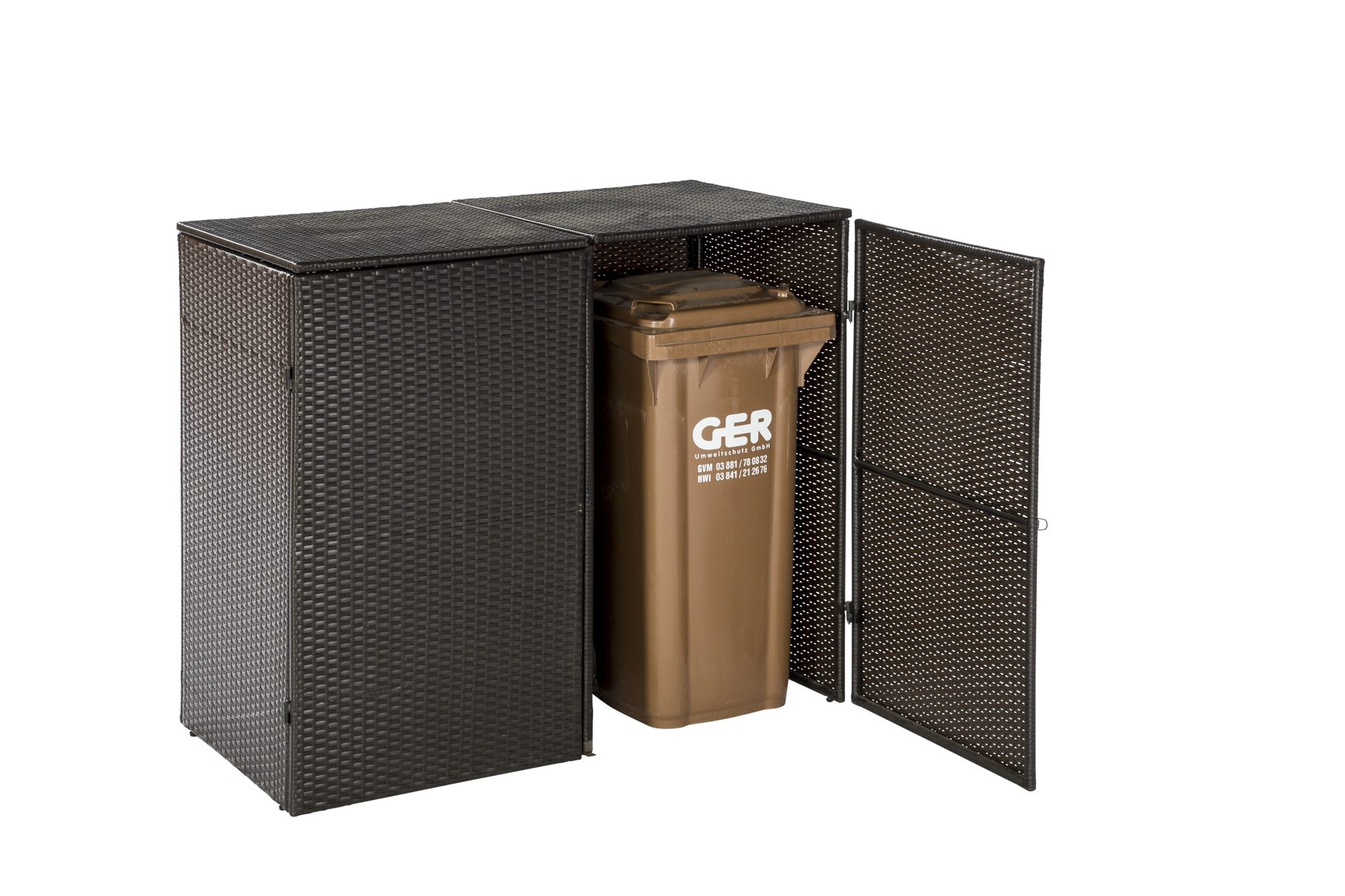 Mülltonnenabdeckung 2er, 80-120 Liter, braun