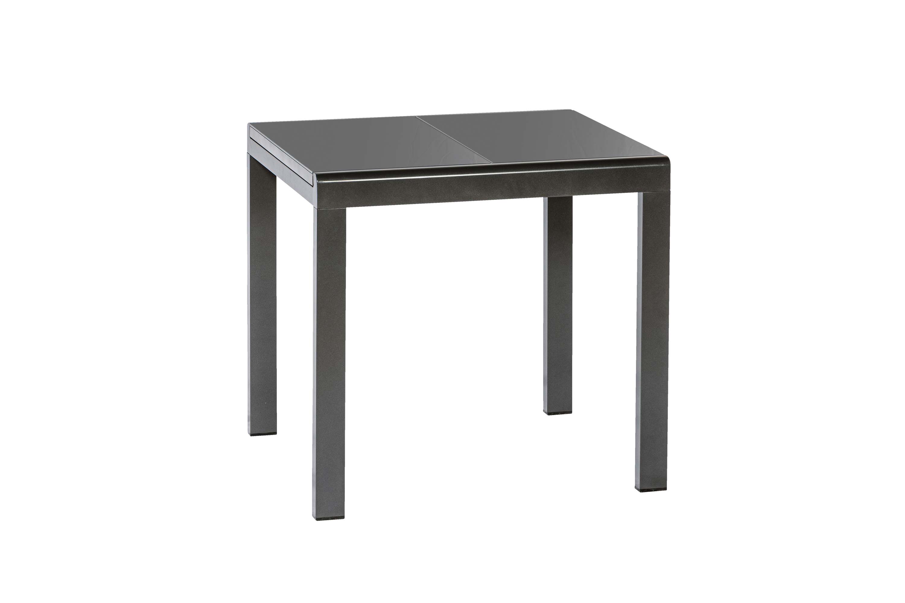 Alassio Gartenmöbel Set 3tlg., 2 Sessel verstellbar durch Gasdruck, Balkonausziehtisch 80 (120) x 70 cm, Aluminium/Textil