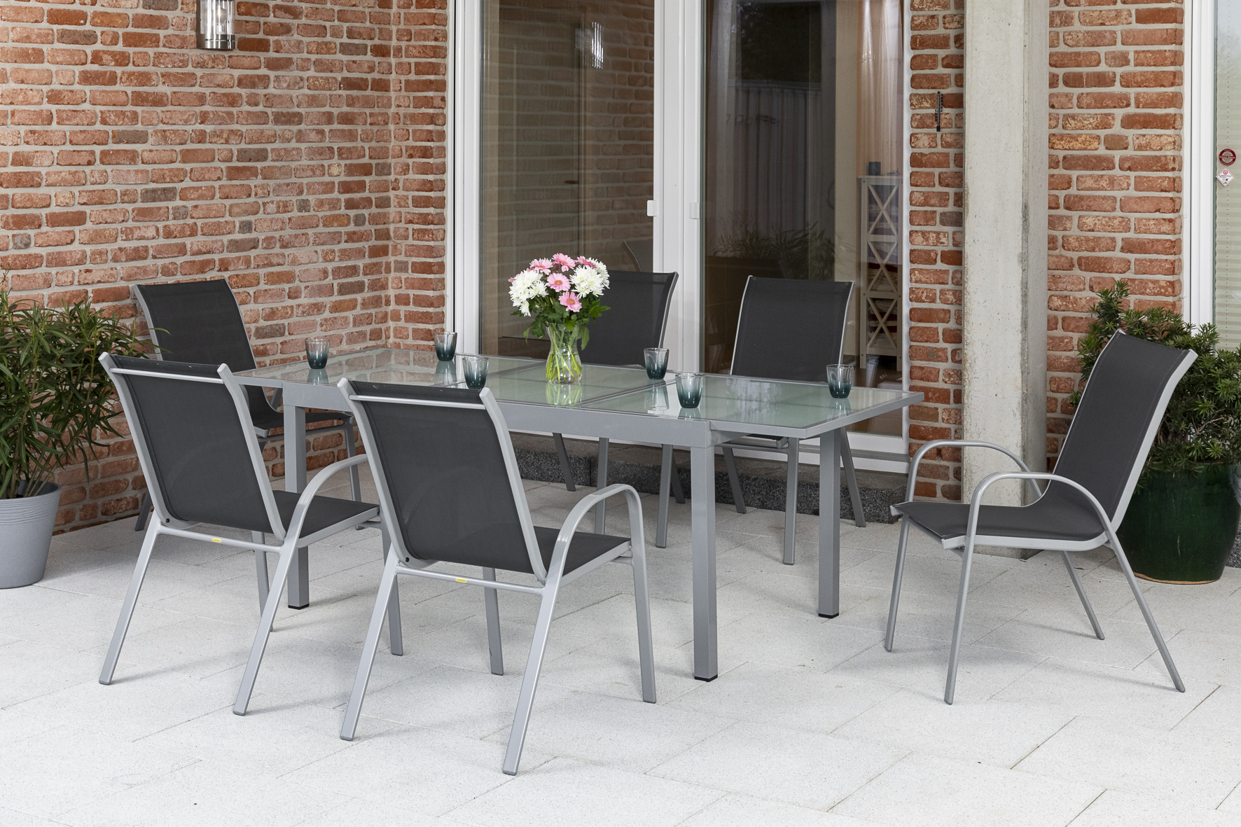 50571-307-2 Sorrento Set 7tlg., Ausziehtisch, anthrazit