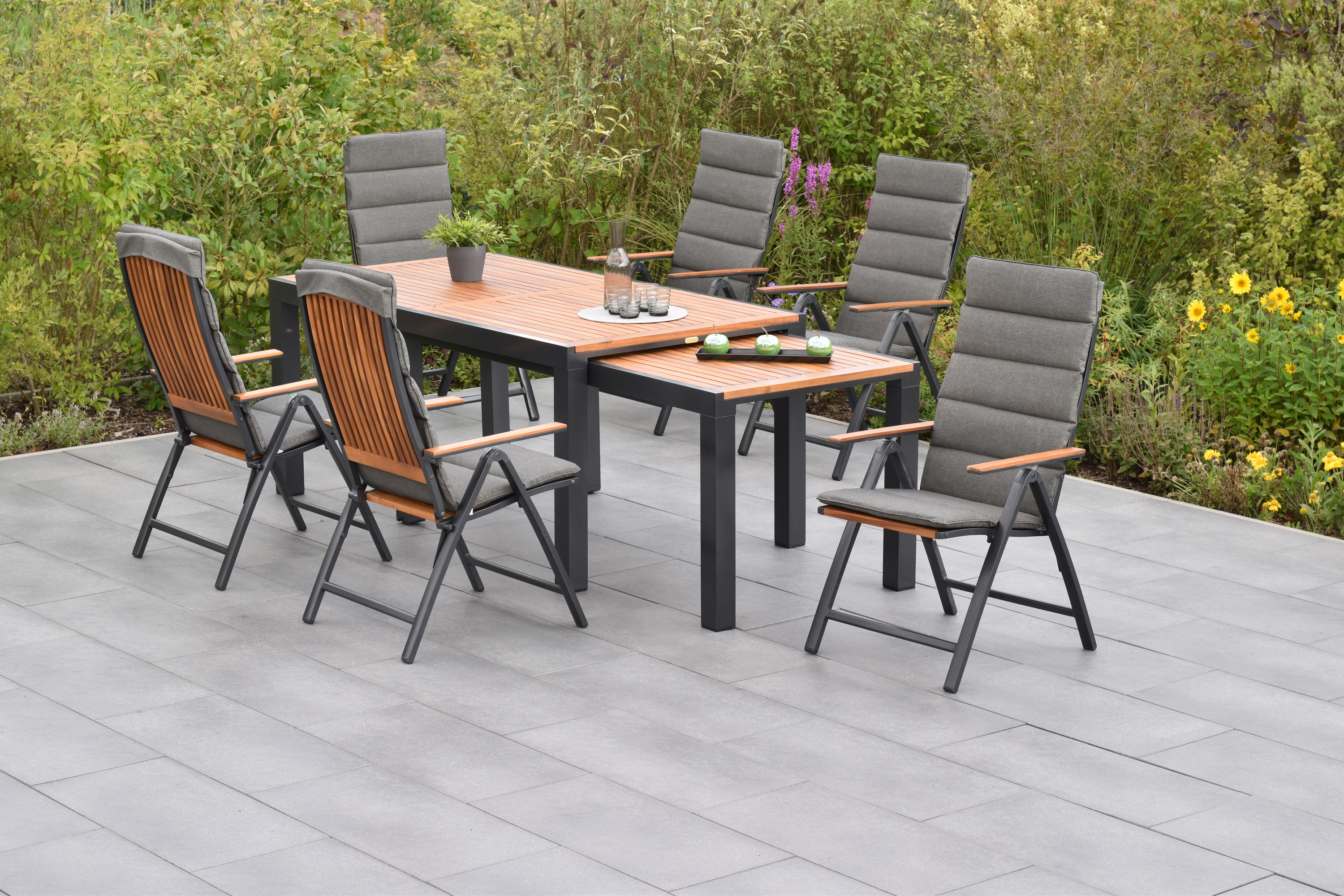 Athos Gartenmöbel Set 13tlg., Flex Ausziehtisch