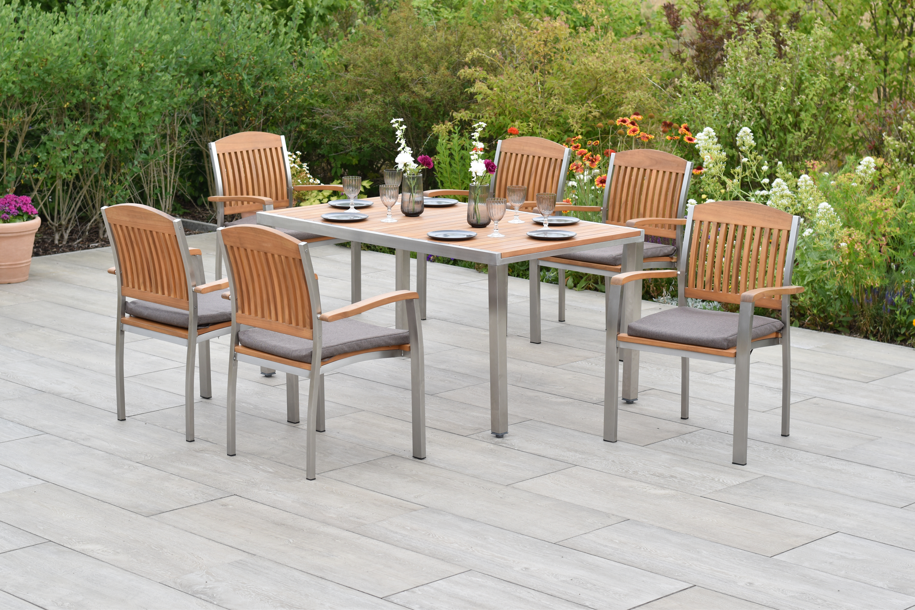 50852-602-1 Keros Set 13tlg., Stapelsessel & 150 x 90 cm