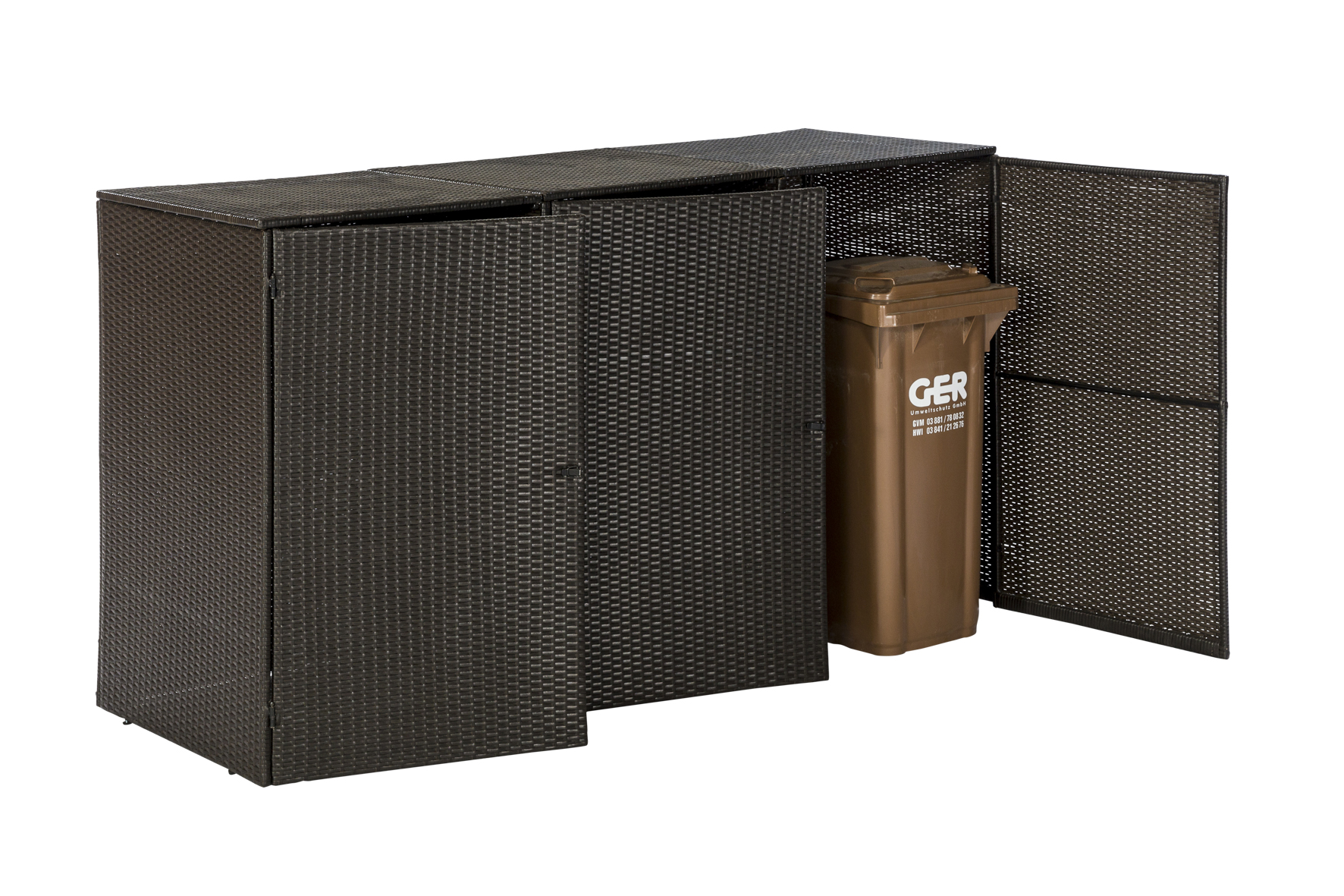 Mülltonnenabdeckung 3er, 80-120 Liter, braun