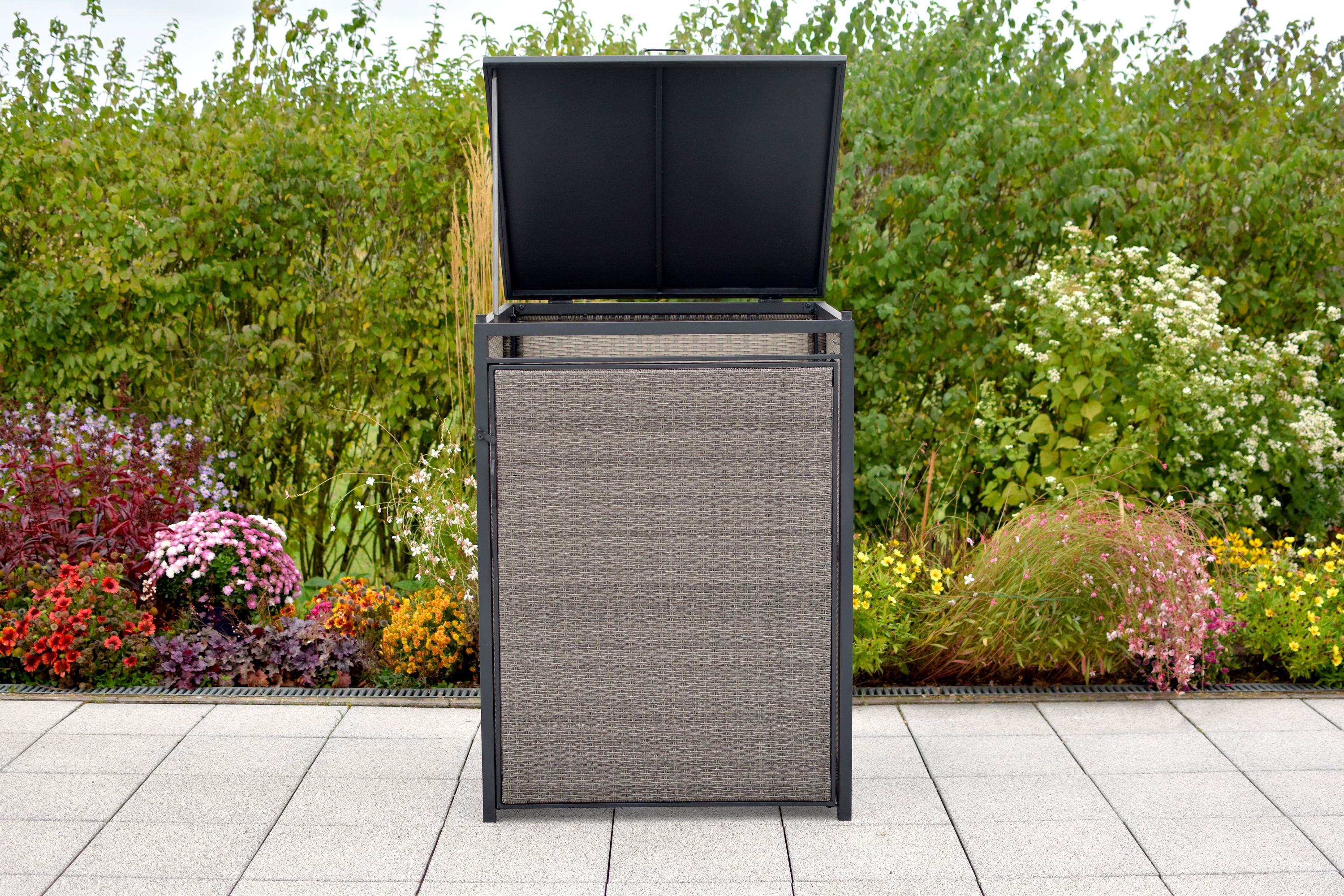 Mülltonnenabdeckung Basis, 240 Litern, Aluminium/Kunststoffgeflecht