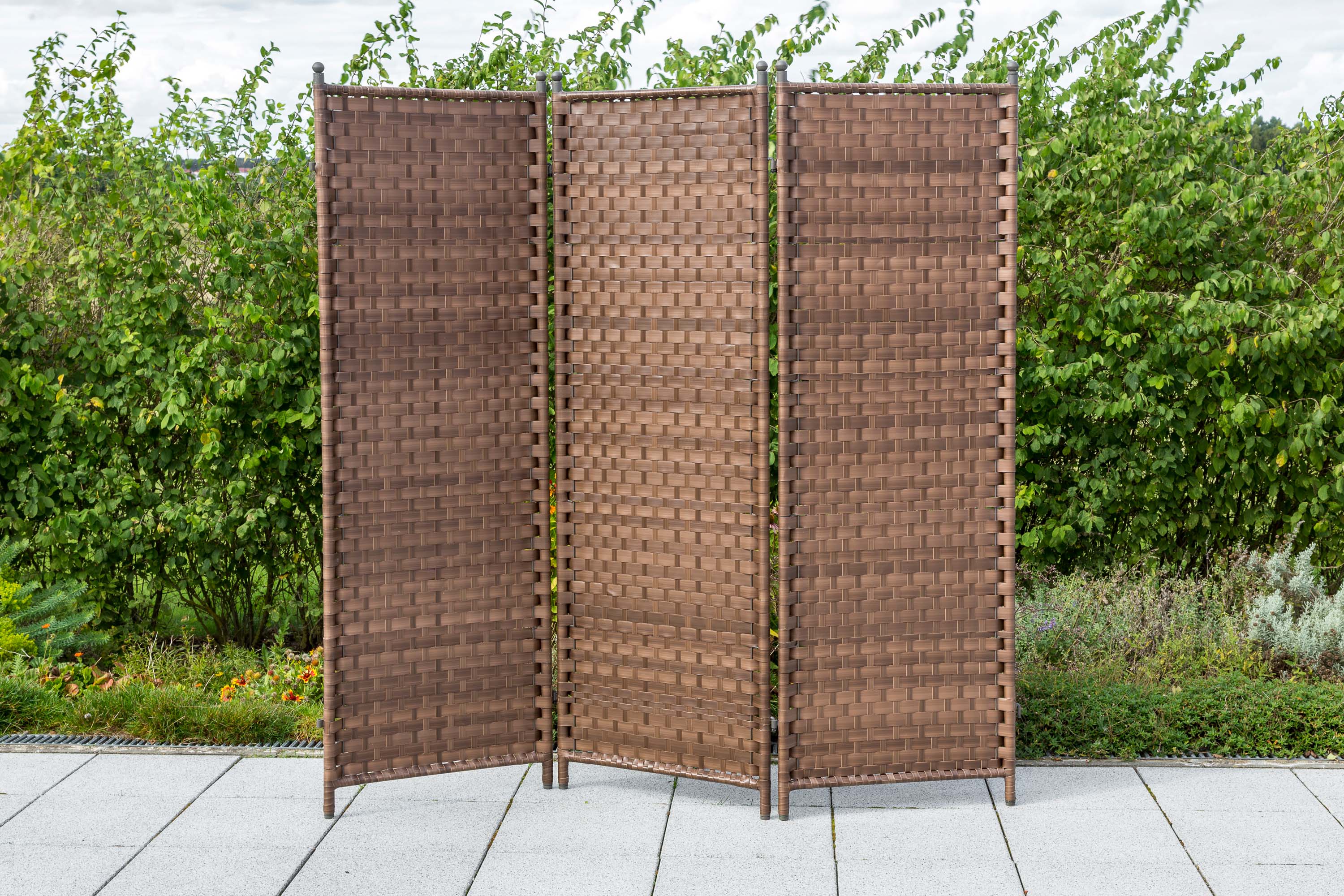 Gartenparavent, cognac, Kunststoffgeflecht
