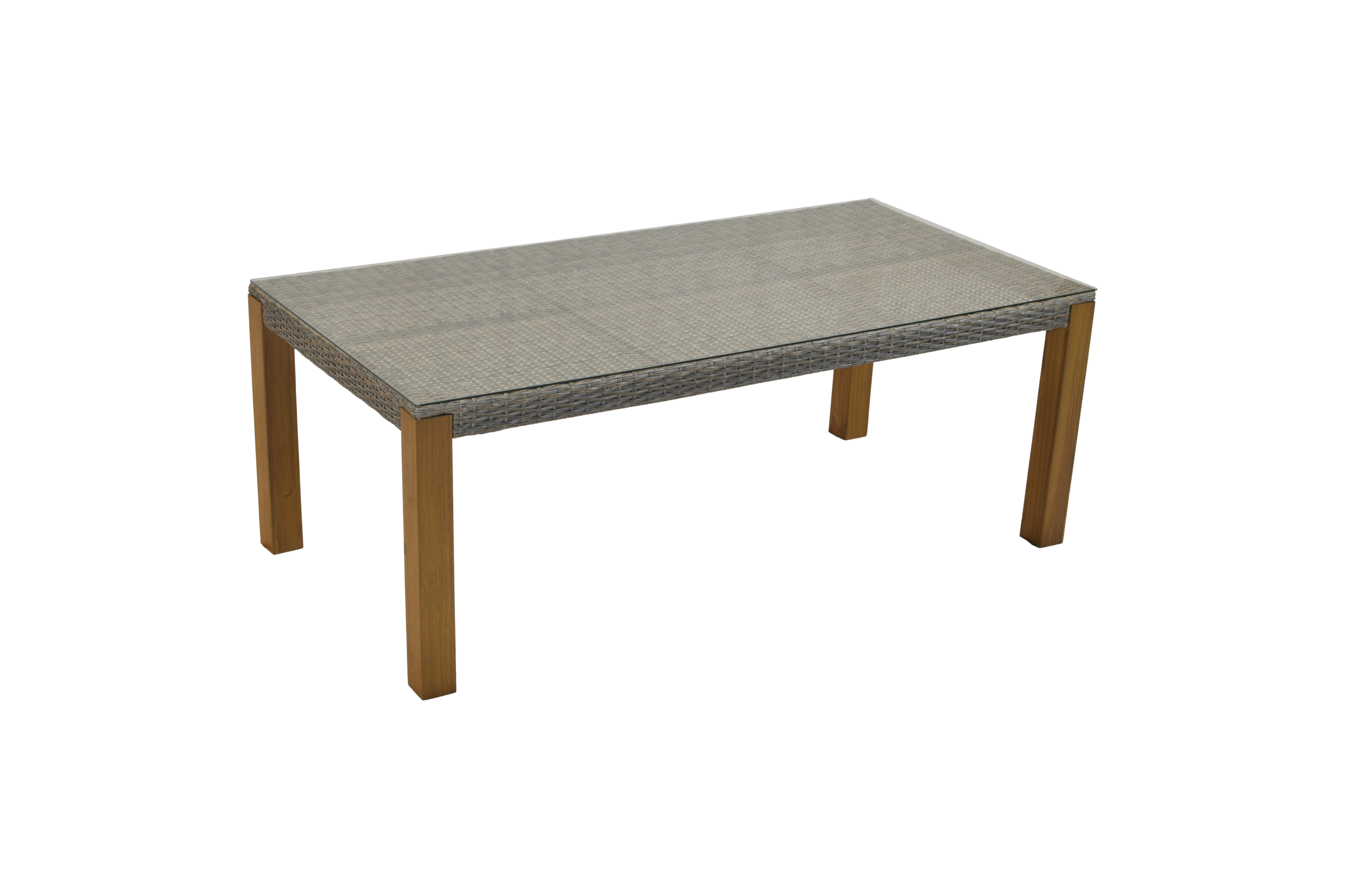 Geflechttisch mit Akazienbeinen, 200 x 100 cm