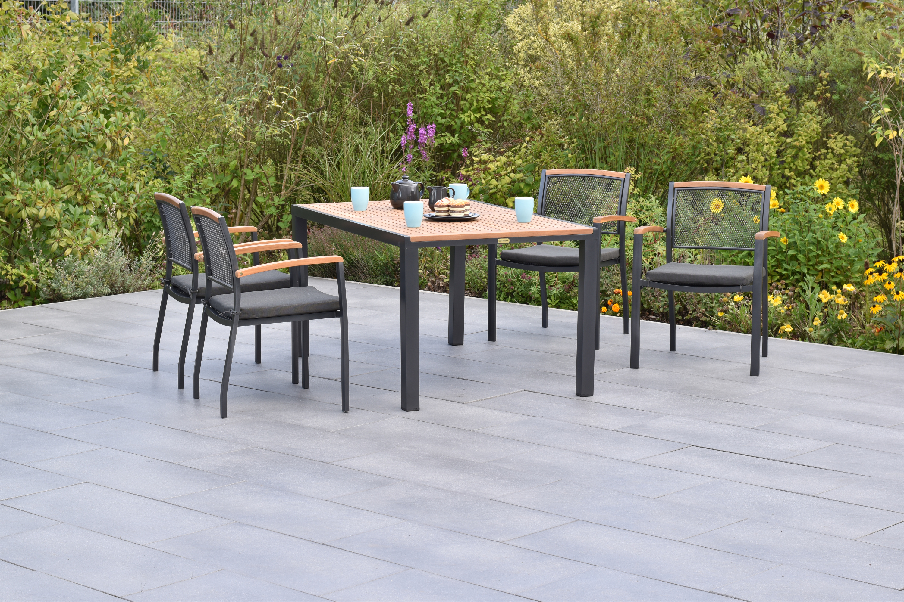 50790-800-1 Tilos Set 9tlg., Stapelsessel & 150 x 90 cm