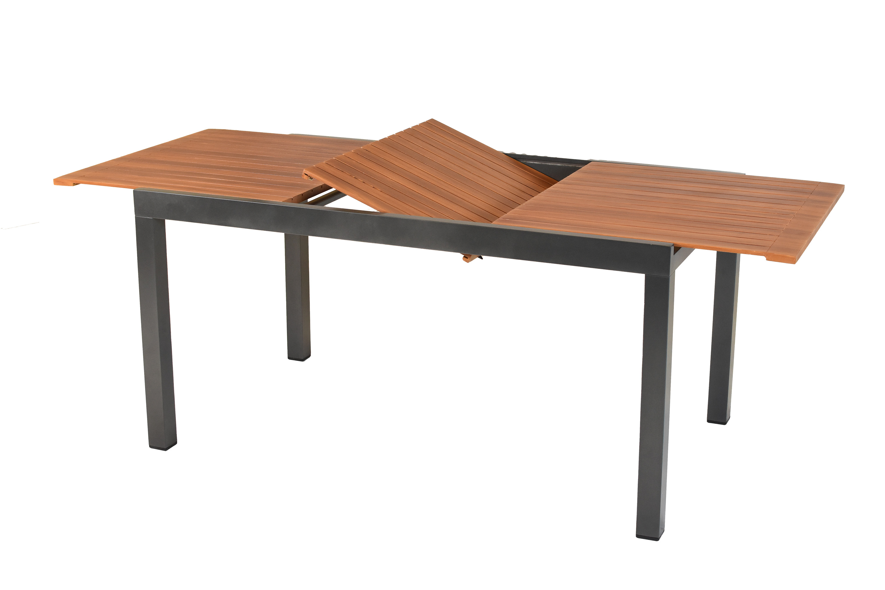 Thasos Gartenmöbel Set 7tlg., 6 Klappsessel, Ausziehtisch 150 (200 ) x 90 cm, Aluminium