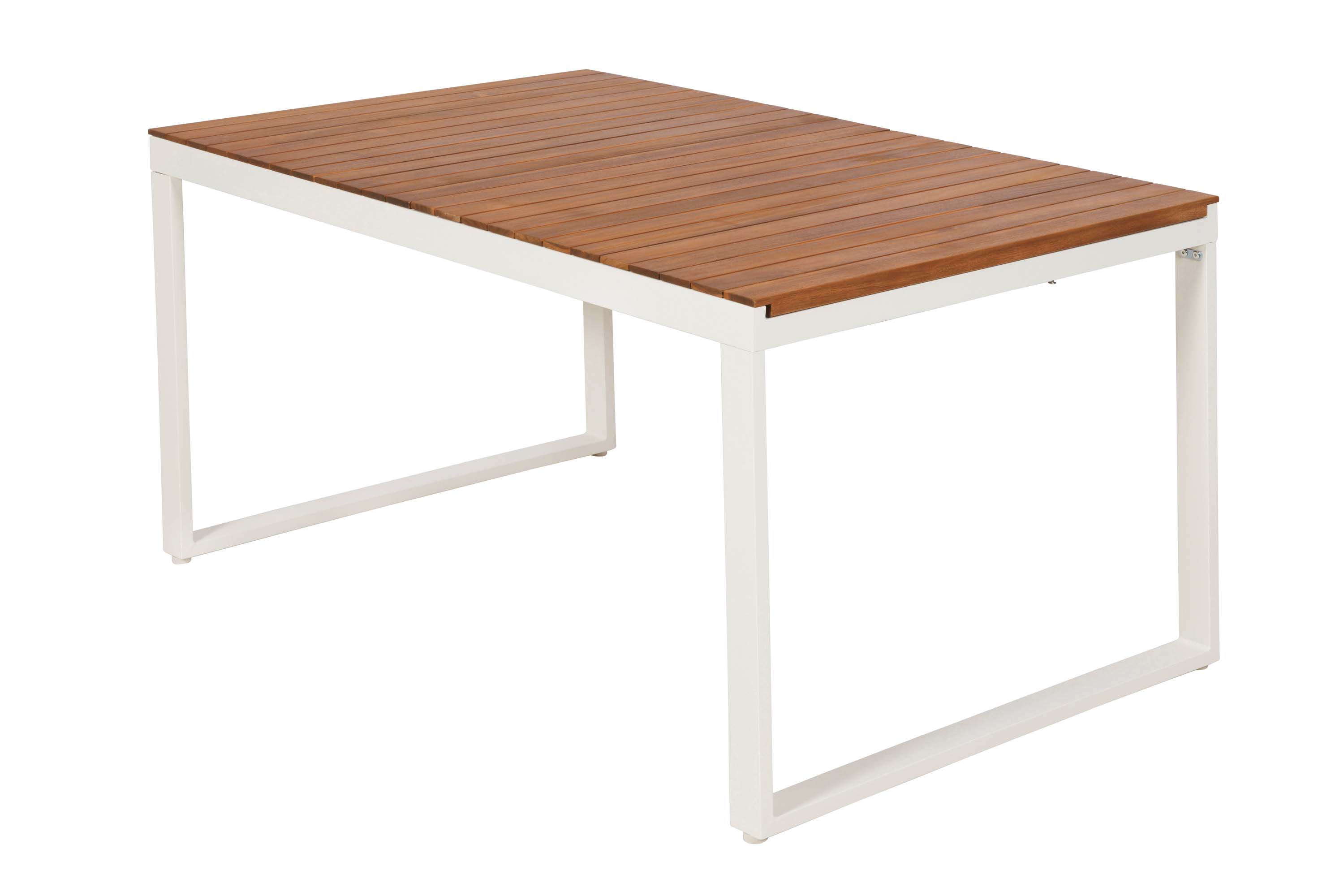 Naxos Gartenmöbel Set 7tlg., 6 Stapelsessel, Ausziehtisch 150 (200) x 90 cm, weiß