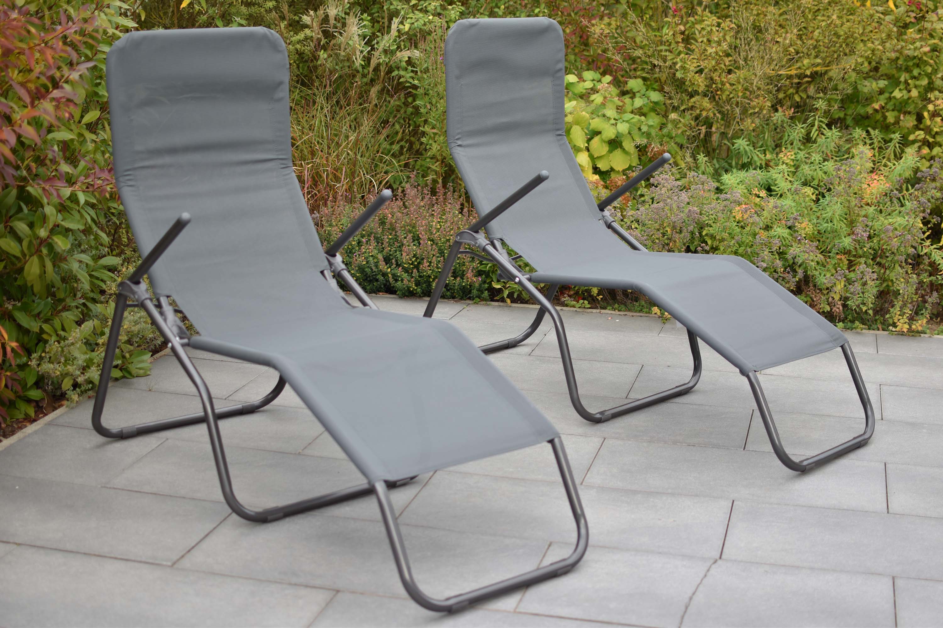 Wellnessliegen XXL Set 2er Set, graphit/grau, Stahl/Textil Wellnessliegen XXL Set 2er Set, graphit/grau, Stahl/Textil