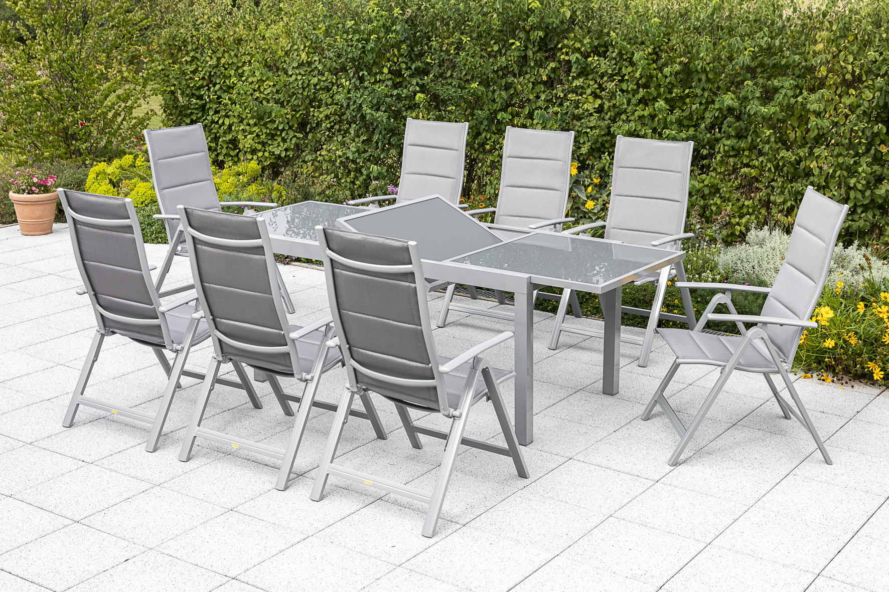 Taviano Set 9tlg., Ausziehtisch, diamantbraun