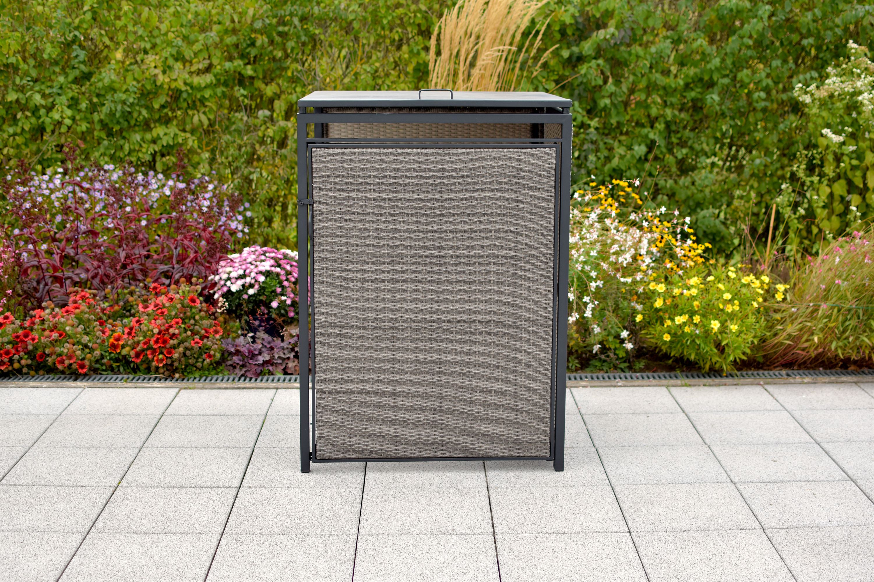 Mülltonnenabdeckung Erweiterung, 240 Litern, Aluminium/Kunststoffgeflecht