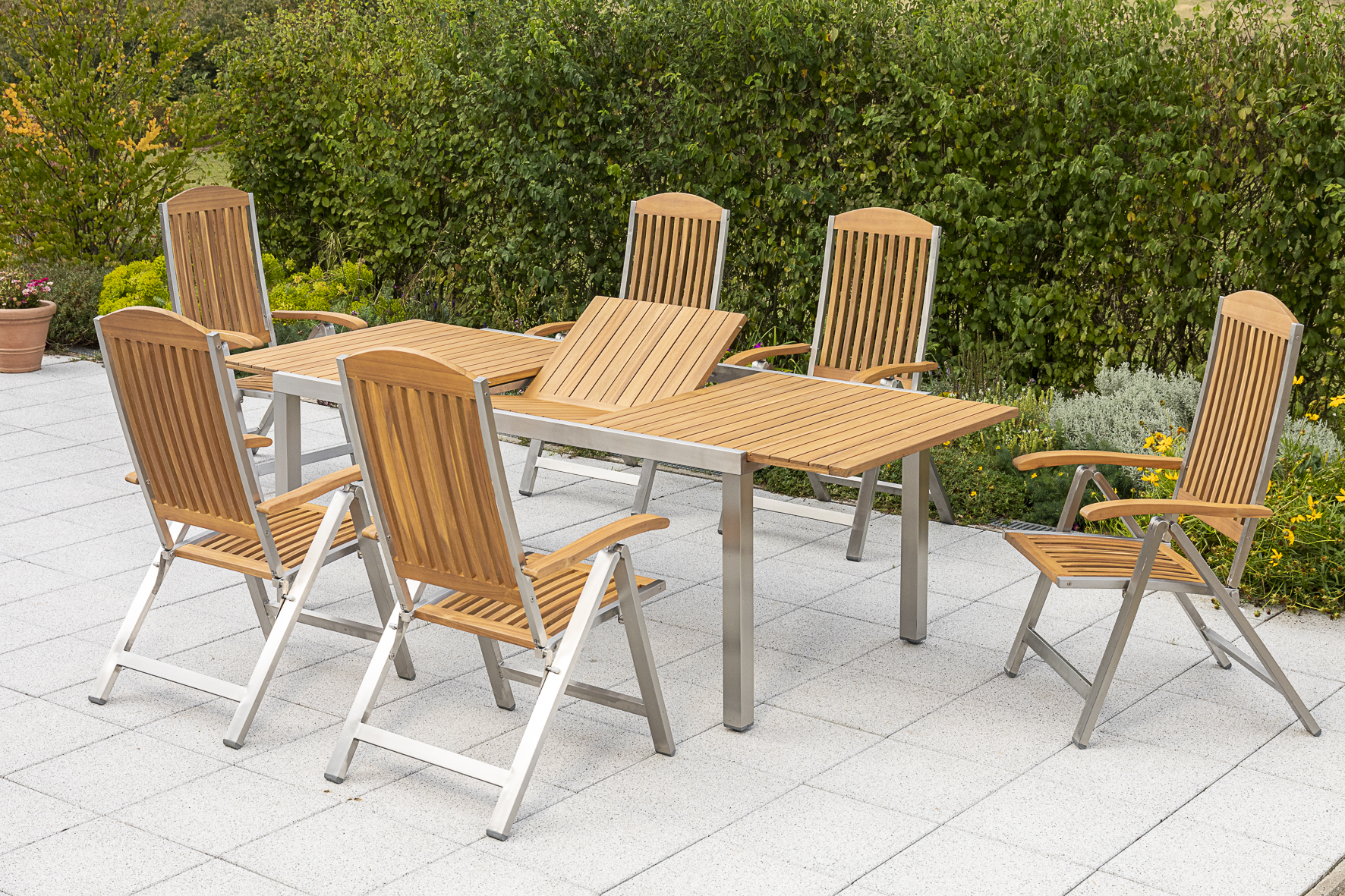 Keros Set 13tlg., Klappsessel & Ausziehtisch