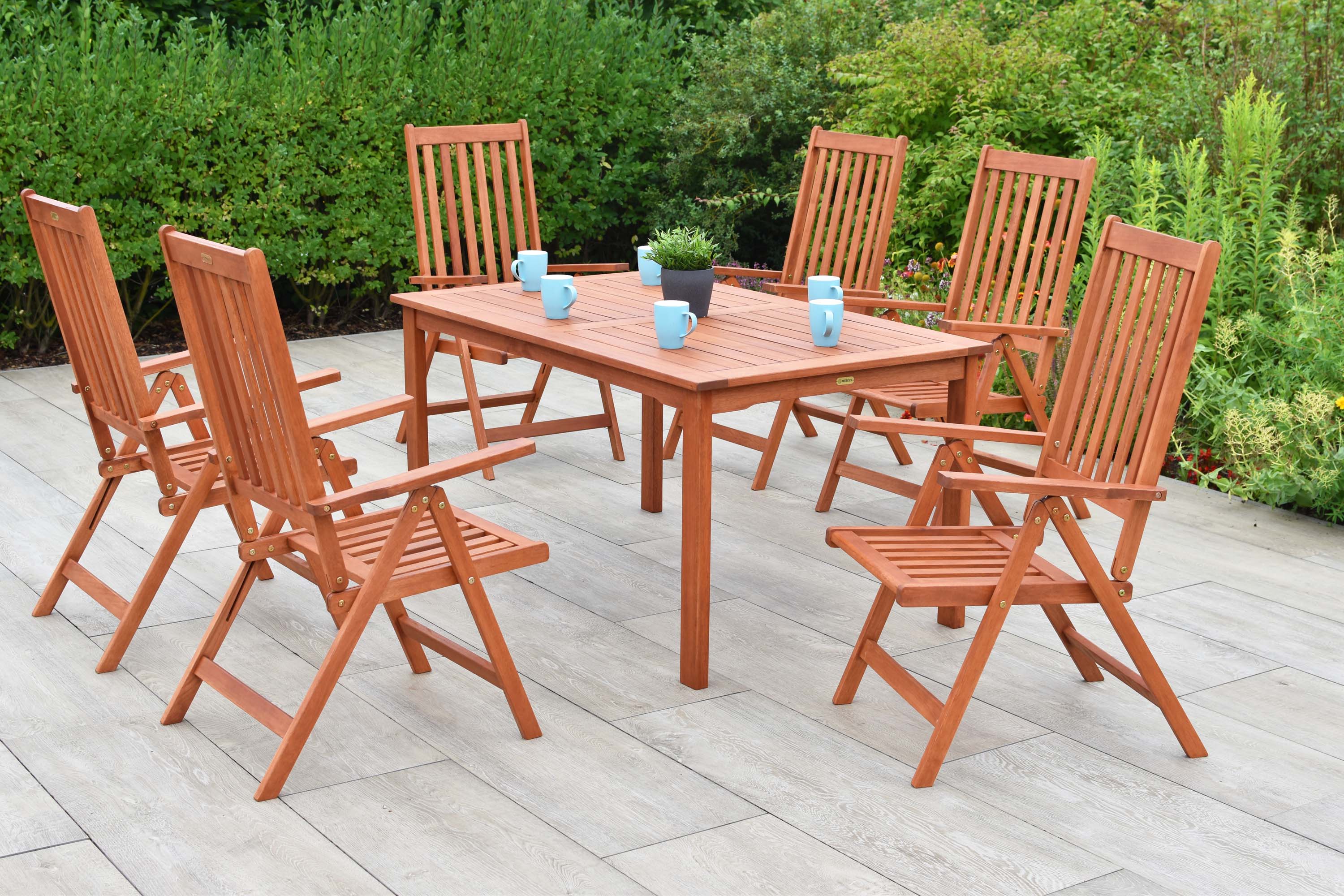 Vitoria Gartenmöbel Set 7tlg., 6 Klappsessel, Tisch 150 x 90 cm Vitoria Gartenmöbel Set 7tlg., 6 Klappsessel, Tisch 150 x 90 cm