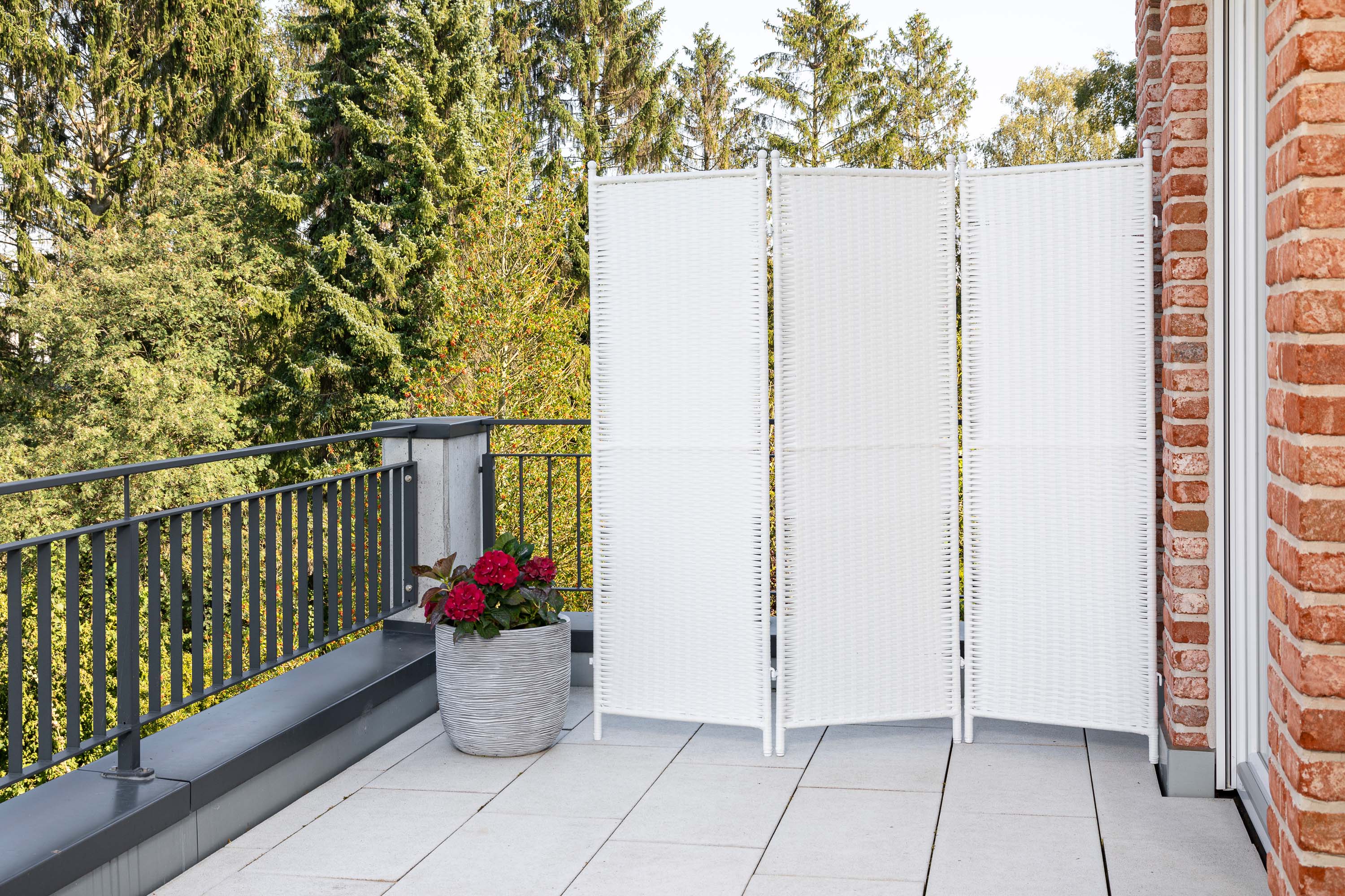 Gartenparavent, weiß, Kunststoffgeflecht