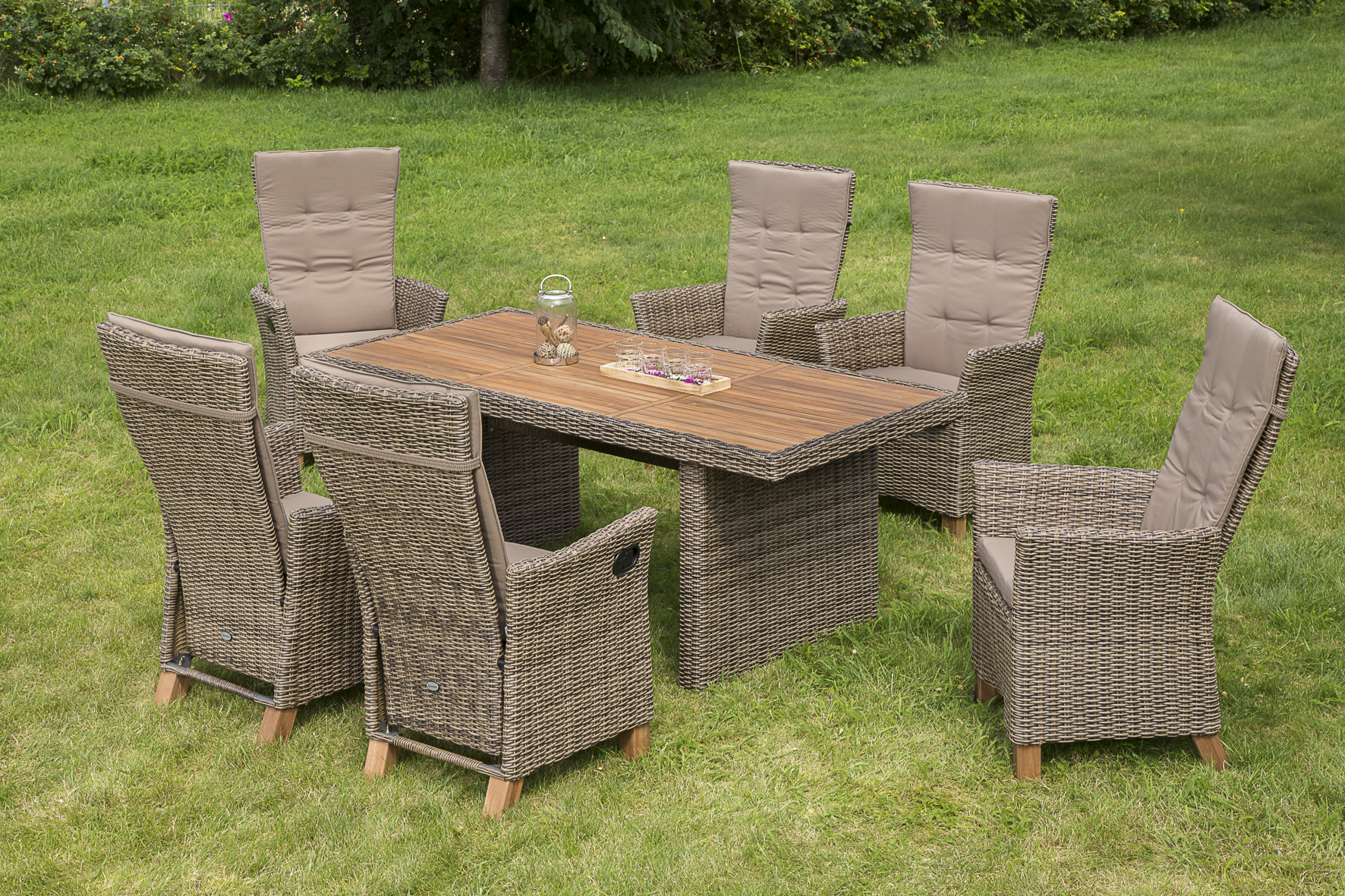 Toskana Set 7tlg., Geflechttisch, natur