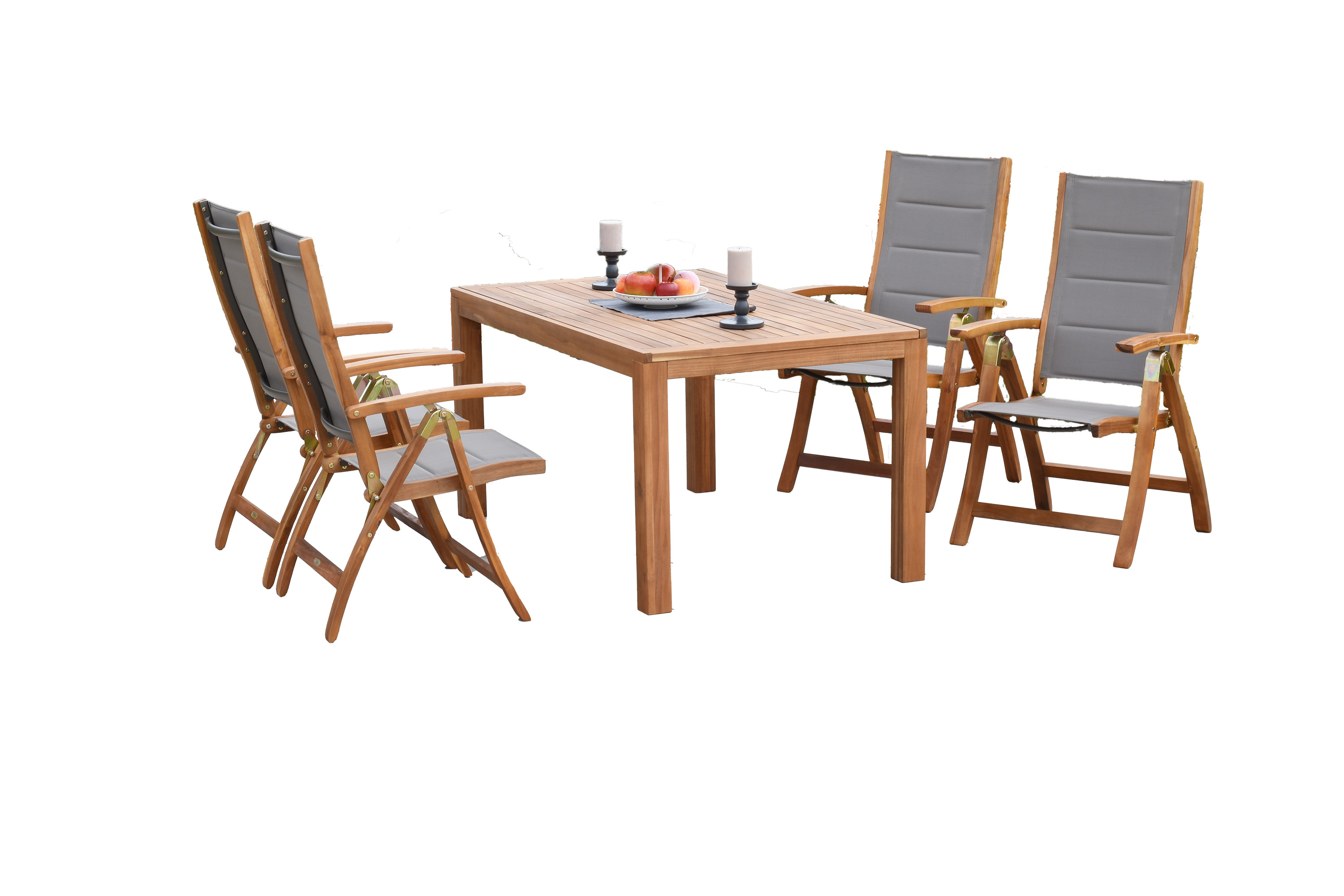 Acapulco Gartenmöbel Set 5tlg., 4 Klappsessel, Ausziehtisch 150 (200) x 90 cm Acapulco Gartenmöbel Set 5tlg., 4 Klappsessel, Ausziehtisch 150 (200) x 90 cm