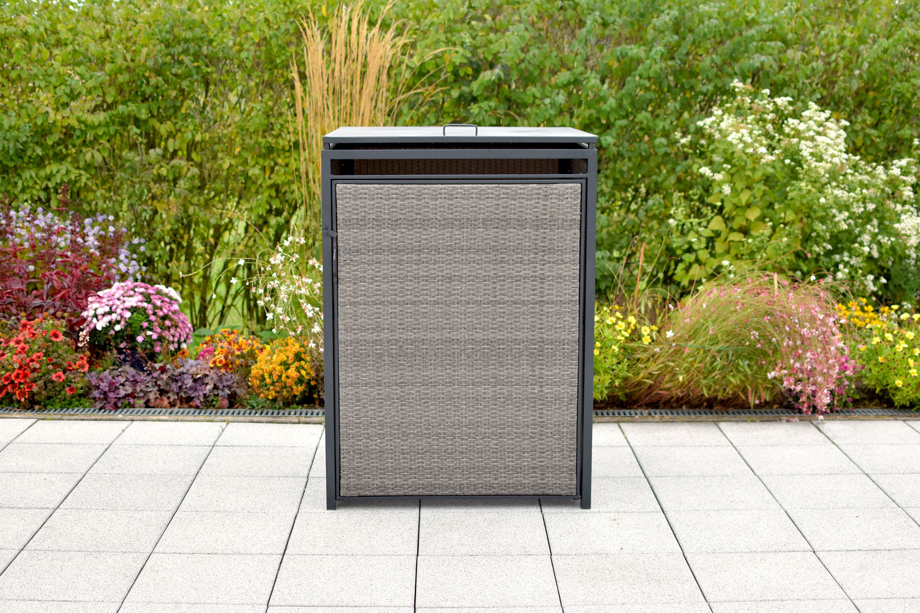 Mülltonnenabdeckung Basis, 80-120 Litern, Aluminium/Kunststoffgeflecht