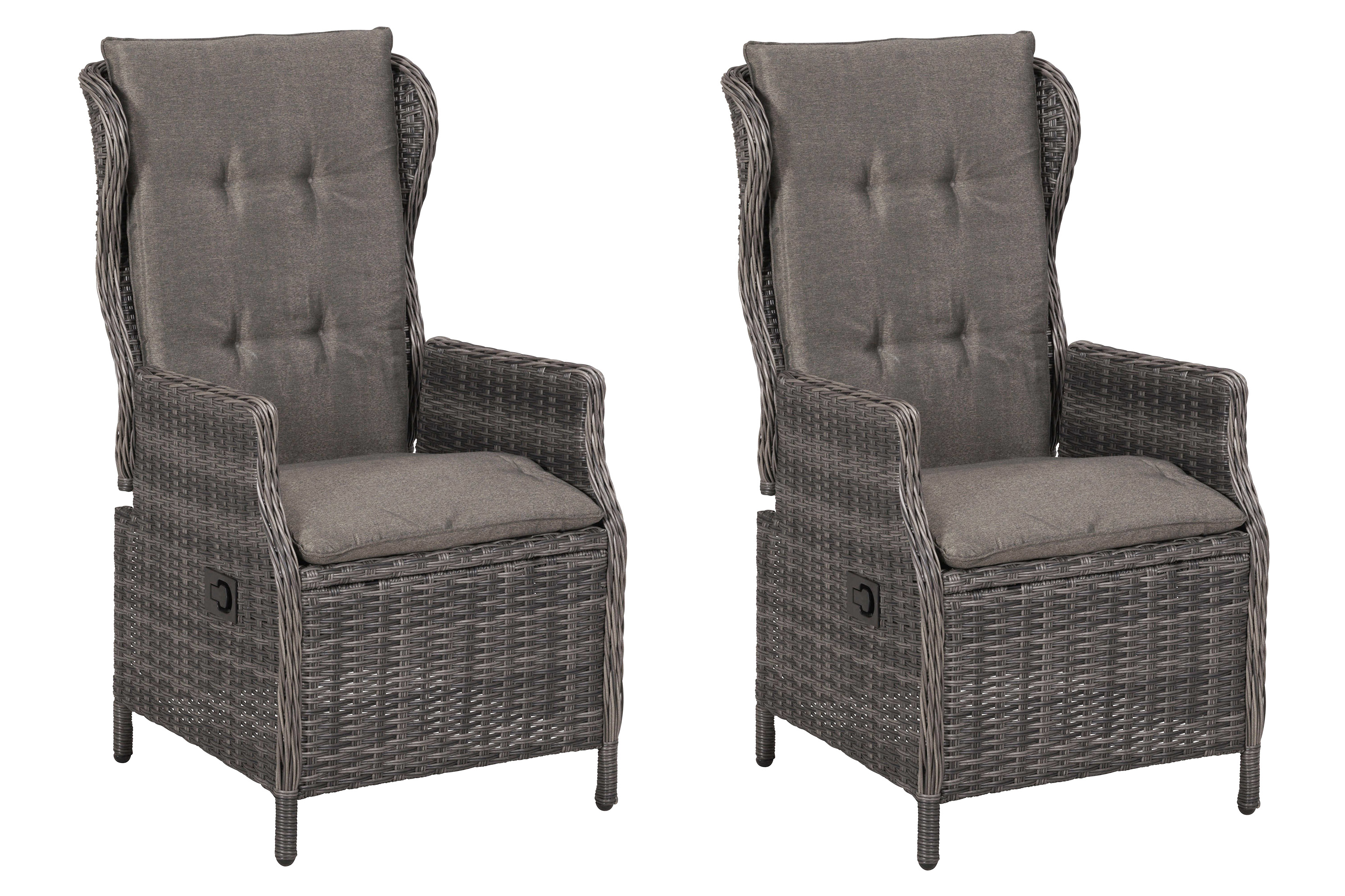 Saviano Gartensessel, 2er Set, verstellbar durch Gasdruck, Stahl/Kunststoffgeflecht