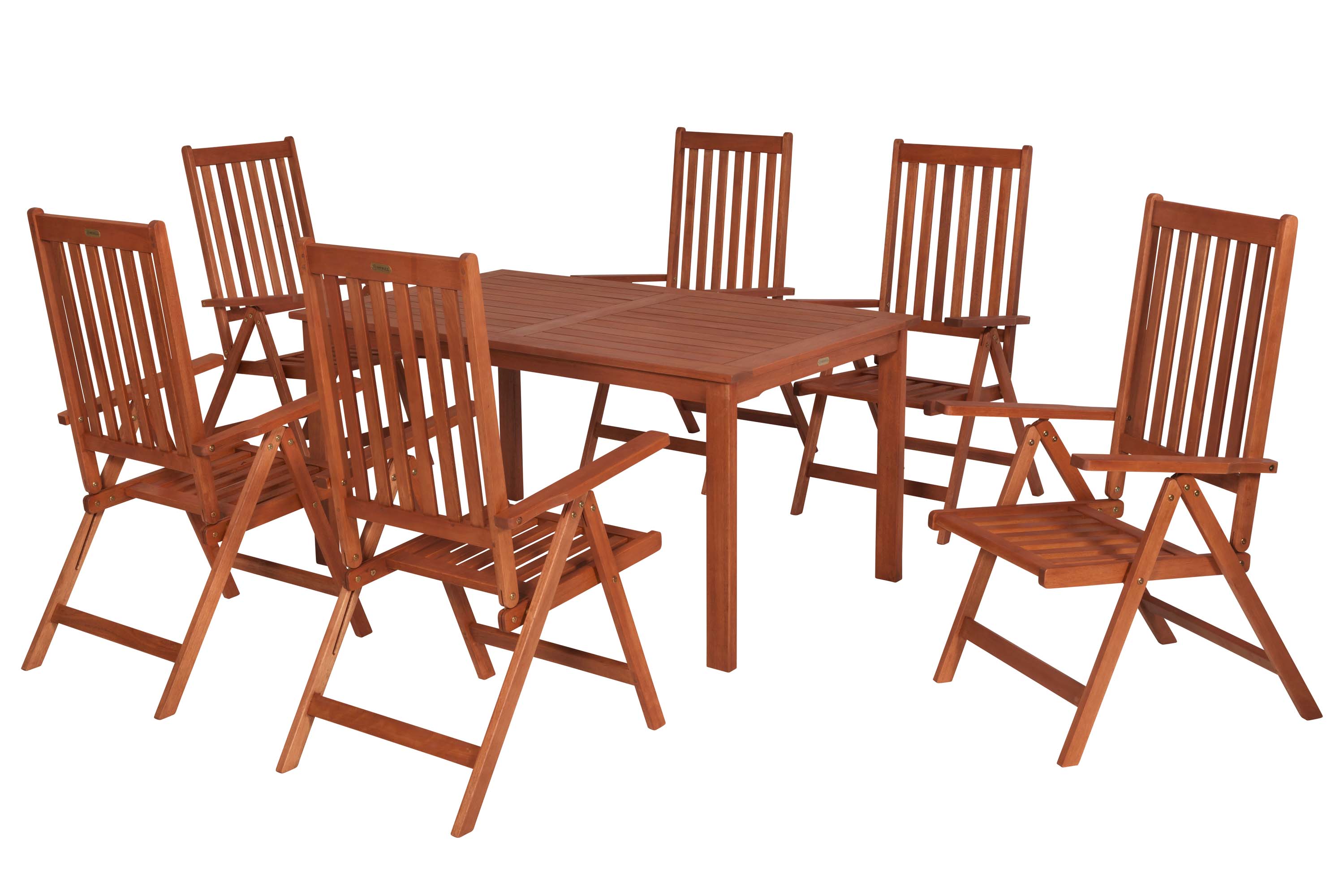 Vitoria Gartenmöbel Set 7tlg., 6 Klappsessel, Tisch 150 x 90 cm Vitoria Gartenmöbel Set 7tlg., 6 Klappsessel, Tisch 150 x 90 cm