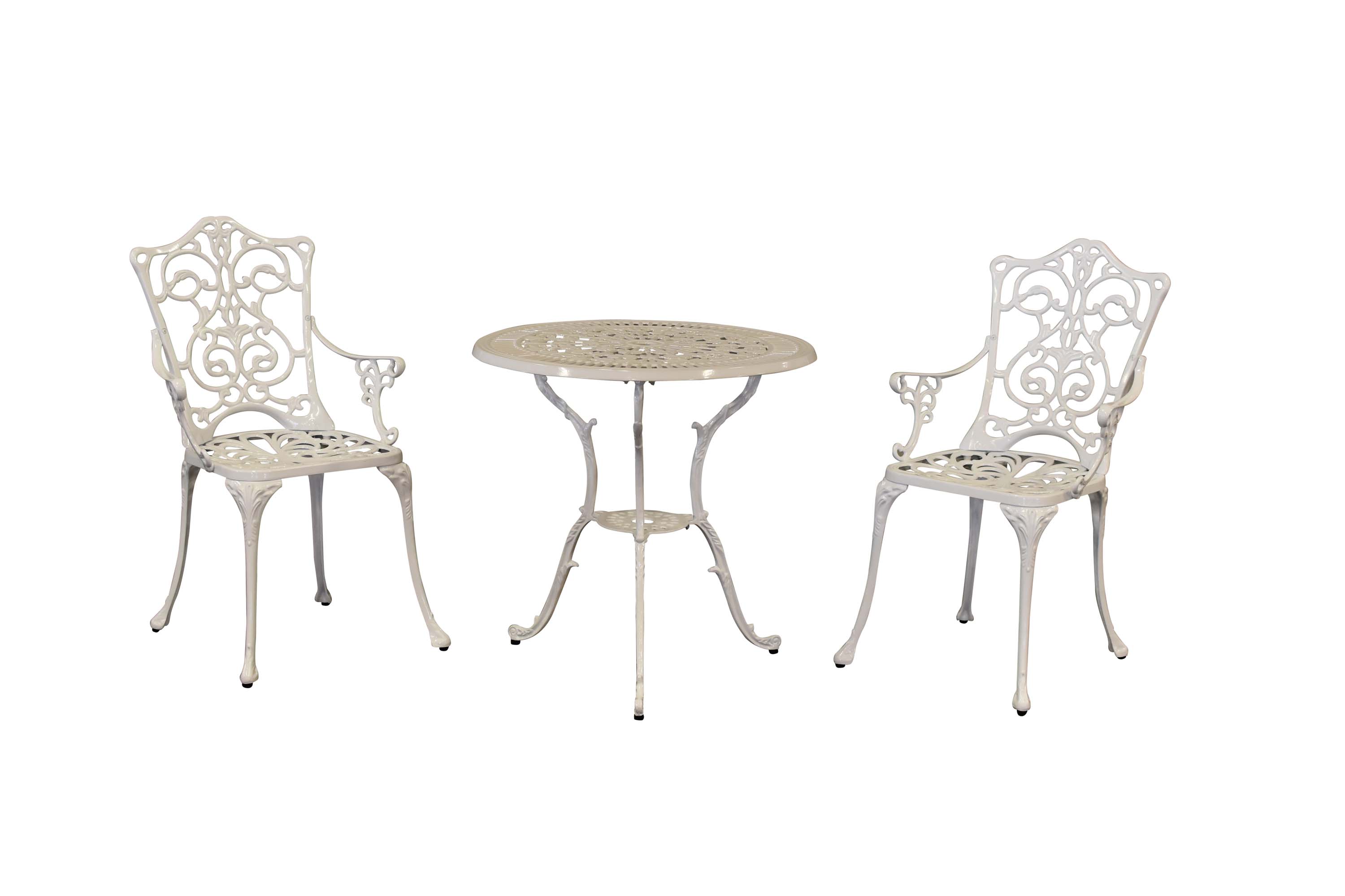 Lugano Gartenmöbel Set 3tlg., Aluminiumguss, weiß