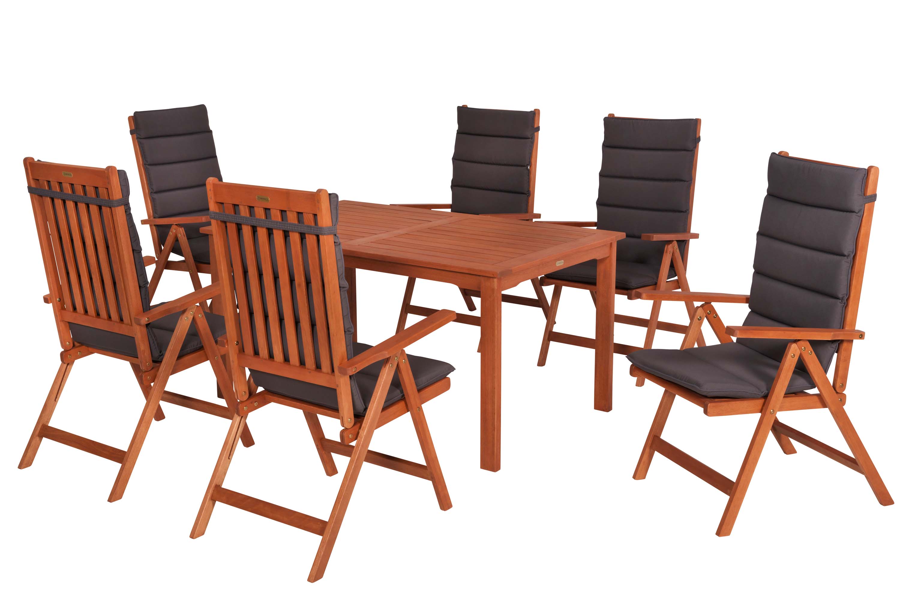 Vitoria Gartenmöbel Set 13tlg., 6 Klappsessel, 6 Auflagen, Tisch 150 x 90 cm Vitoria Gartenmöbel Set 13tlg., 6 Klappsessel, 6 Auflagen, Tisch 150 x 90 cm