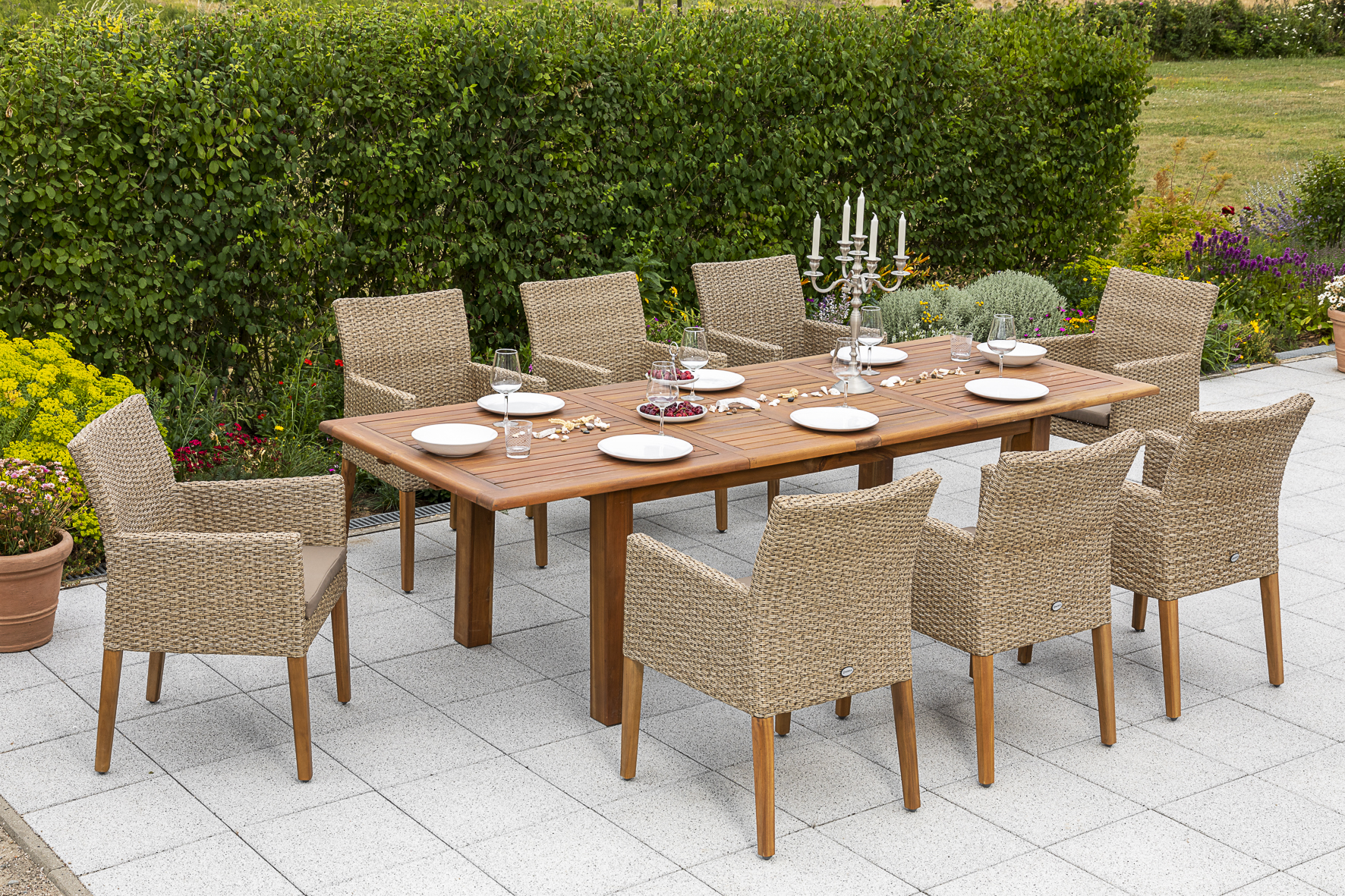 Ranzano Set 9tlg., Doppelausziehtisch