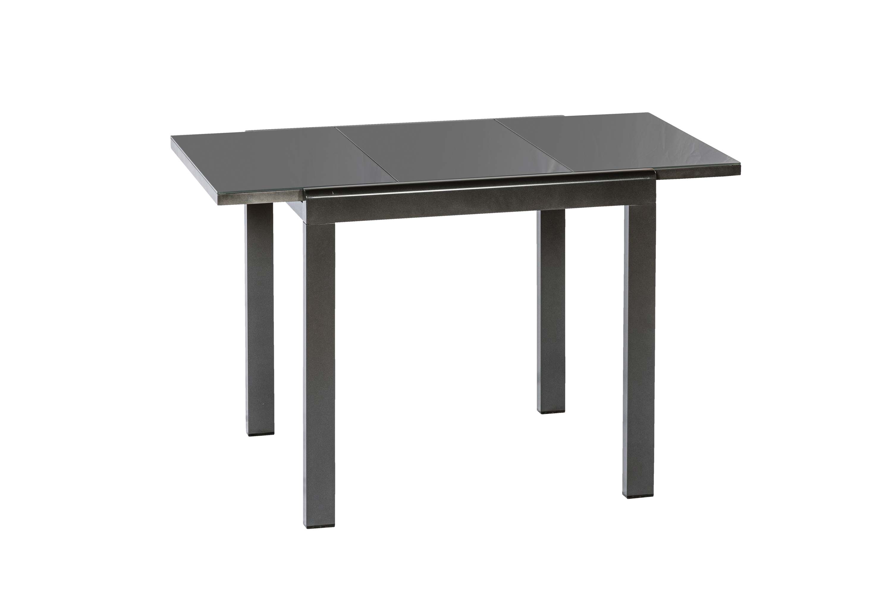 Alassio Gartenmöbel Set 3tlg., 2 Sessel verstellbar durch Gasdruck, Balkonausziehtisch 80 (120) x 70 cm, Aluminium/Textil