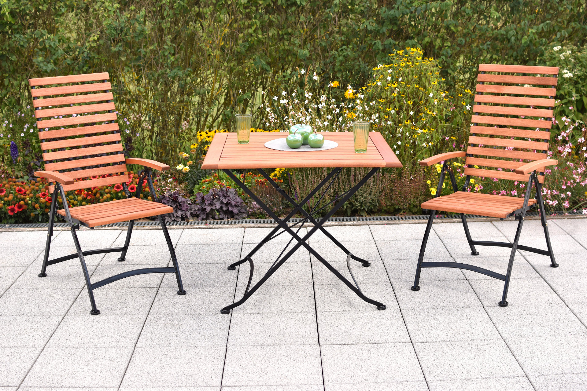 50558-217-1 Schlossgarten Set 3tlg., Klappsessel 5P & 90 x 90 cm