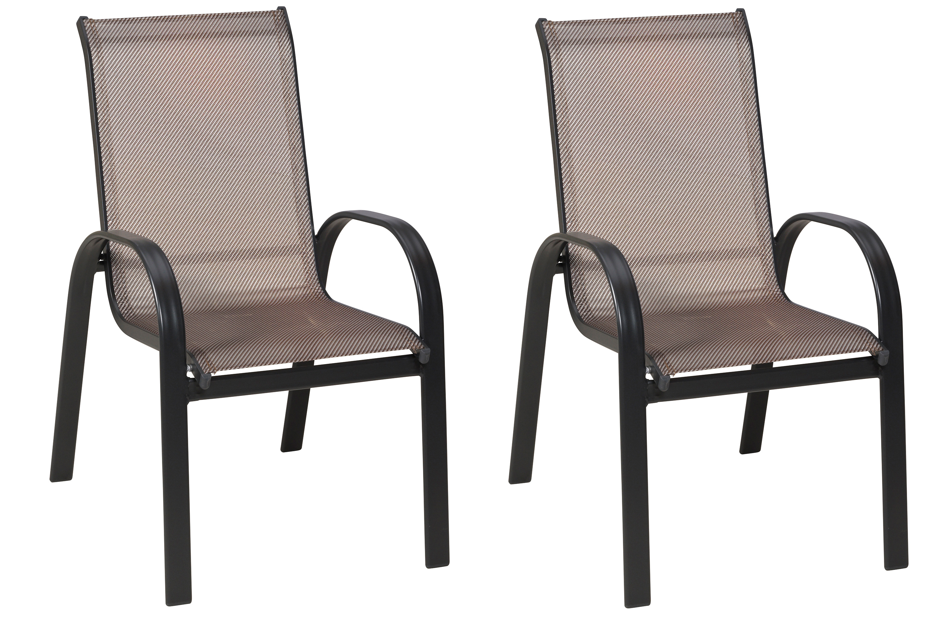 Amalfi Gartensessel, stapelbar, 2er Set, graphit/diamantbraun, Aluminium/Textil