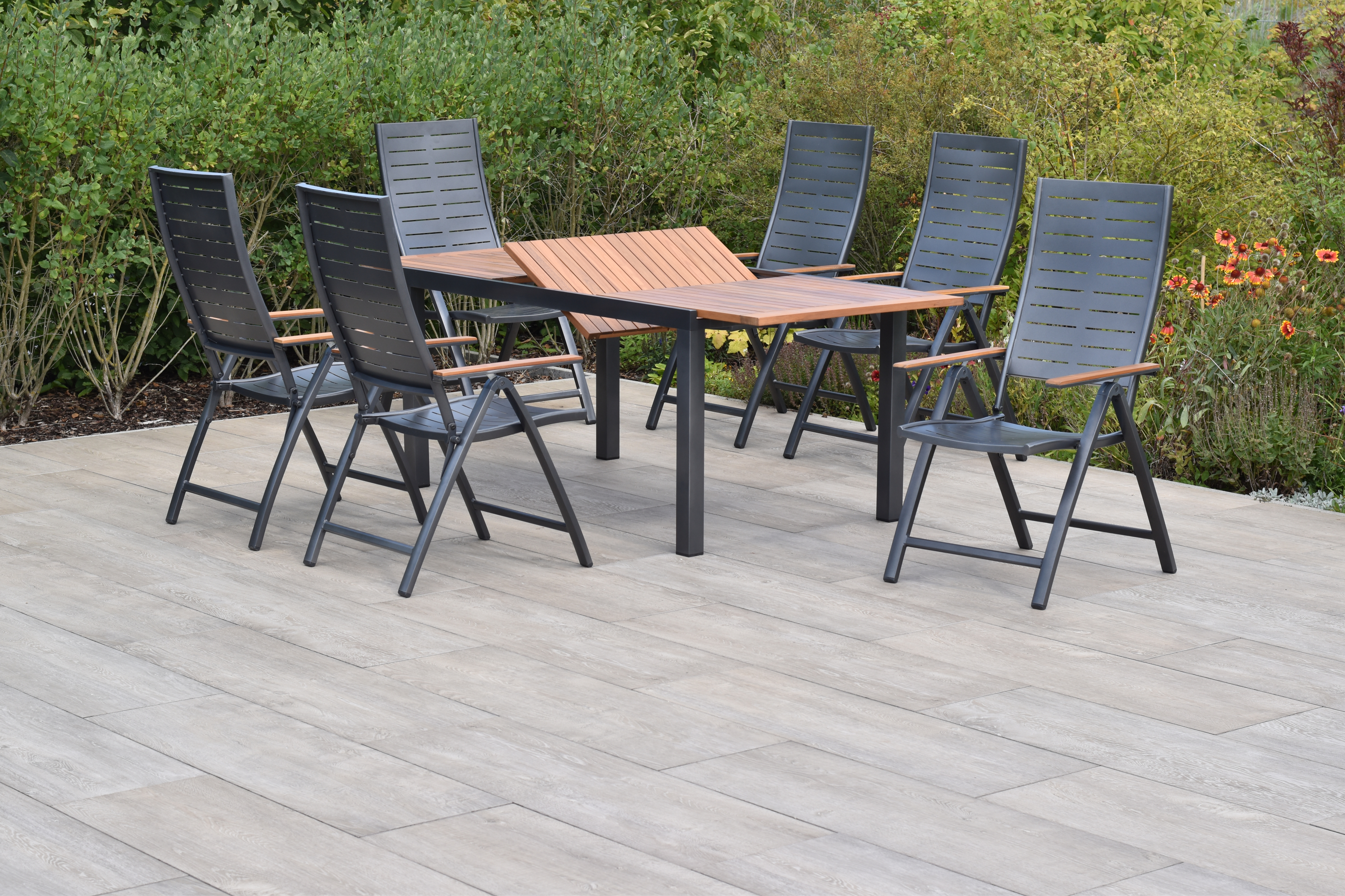 50805-217-2 Tinos Gartenmöbel Set 7tlg., Klappsessel & Ausziehtisch